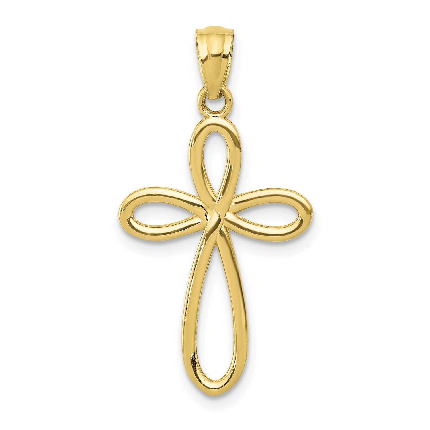 Yellow Gold Ribbon Cross Pendant 10k Gold 10C4508, MPN: 10C4508,