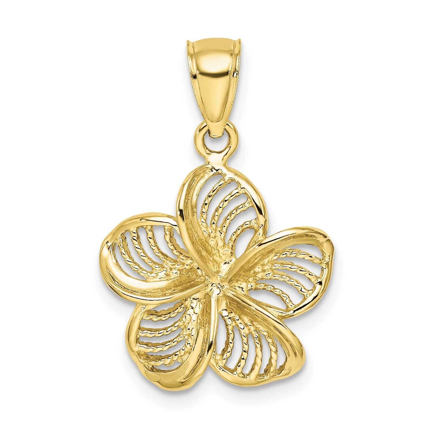 Beaded and Polished Plumeria Flower Charm 10k Gold 10C4823, MPN: 10C4823,