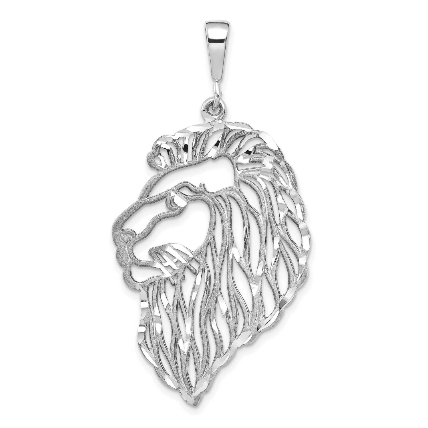 Solid Diamond-Cut Lions Head Charm 10k White Gold 10C579W, MPN: 10C579W, 196904147962