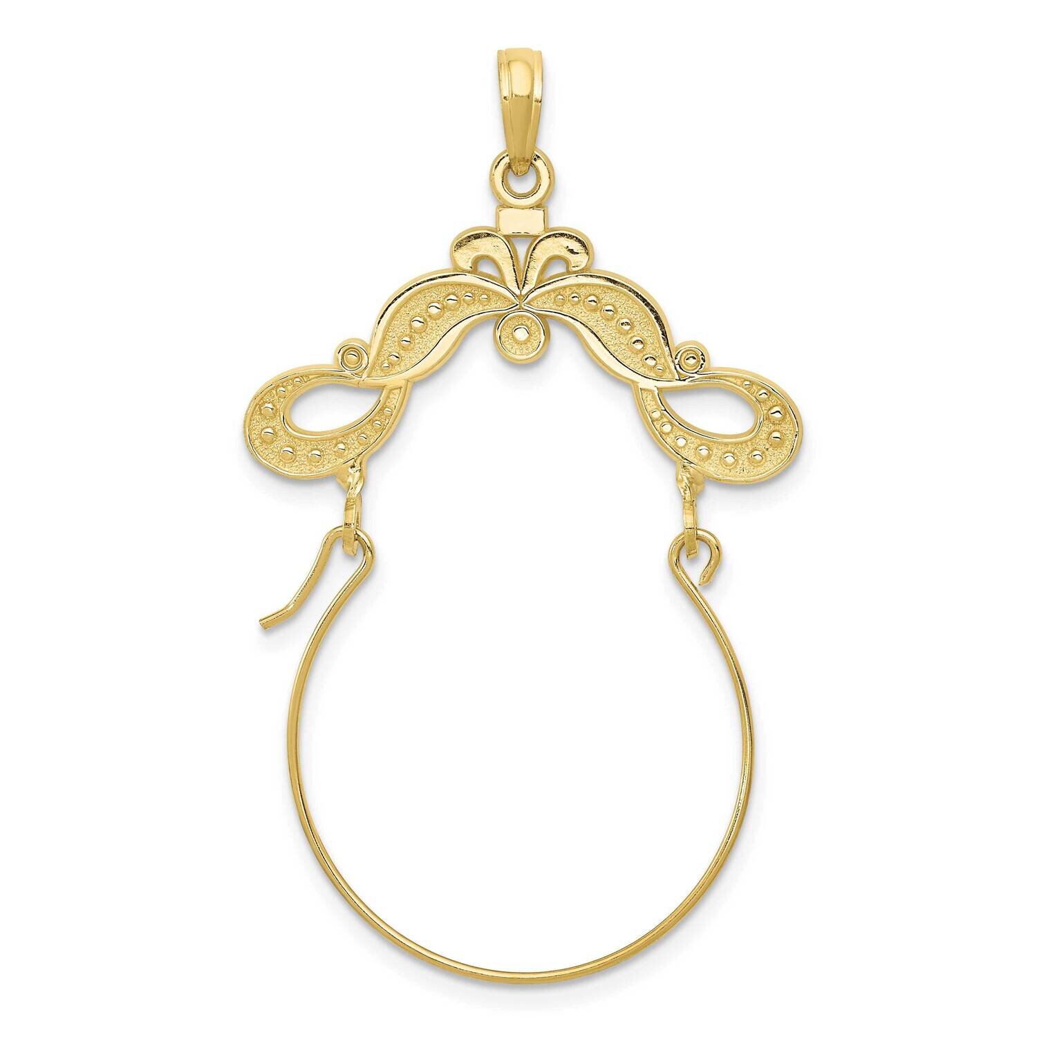 Ribbon Decorated Charm Holder 10k Gold Polished 10D1307, MPN: 10D1307,