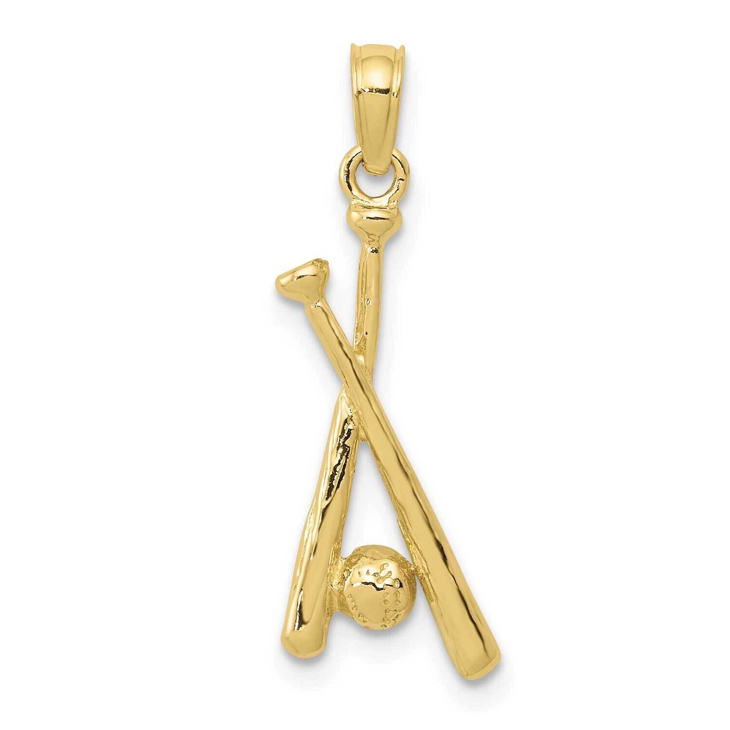 Open-Backed Bats and Baseball Pendant 10k Gold Polished 10D1460, MPN: 10D1460,