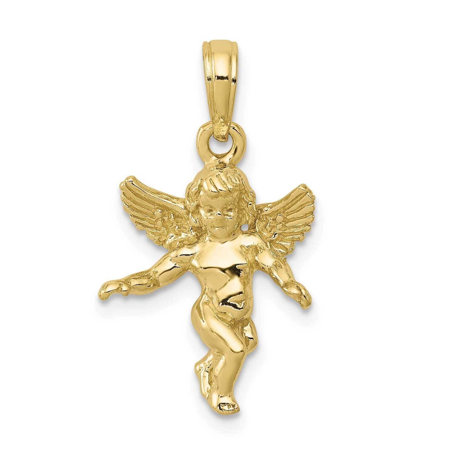 3D Polished Solid Angel Pendant 10k Gold 10D1512