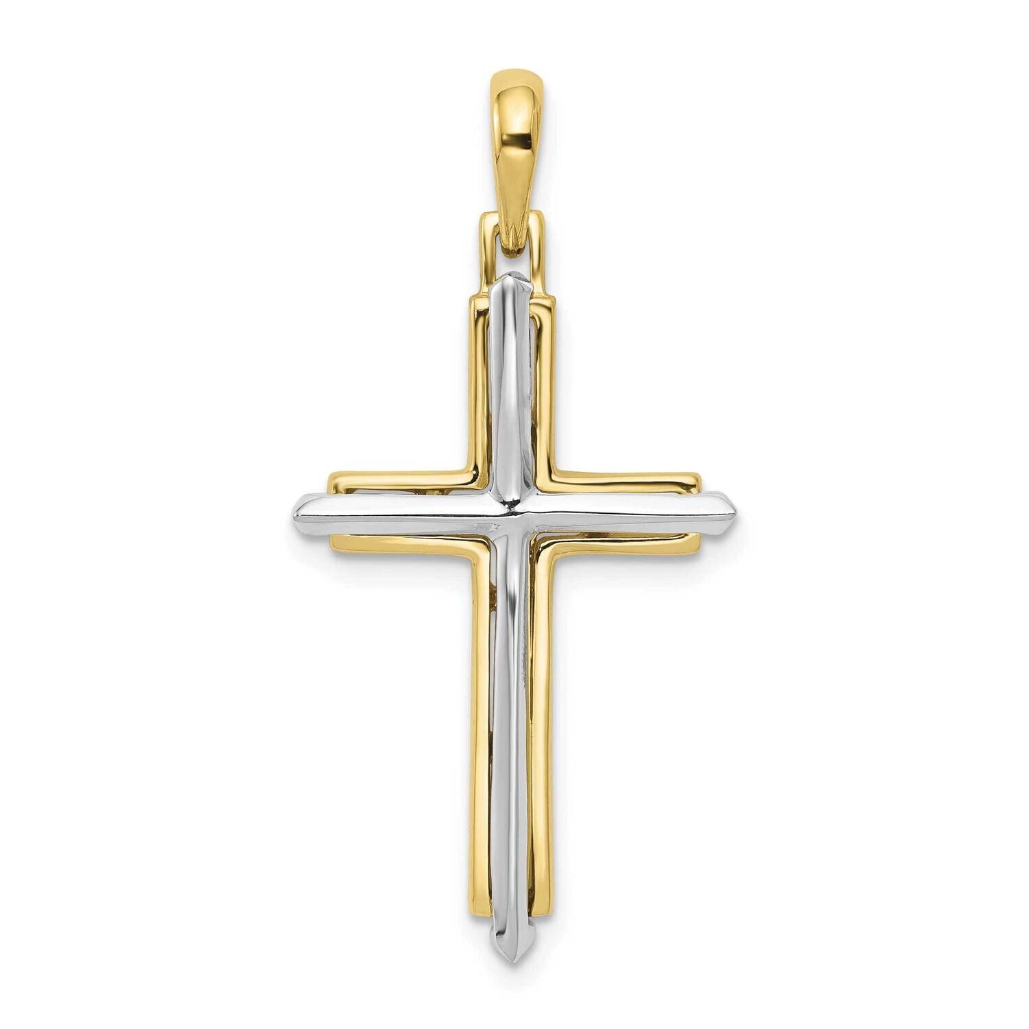 Two-Tone Fancy Cross Pendant 10k Gold 10D1563