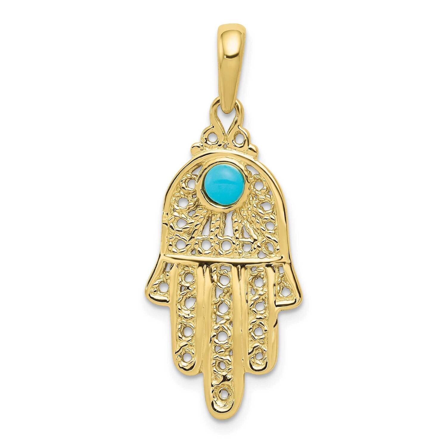 Turquoise Filigree Chamseh Pendant 10k Gold 10D1707, MPN: 10D1707,