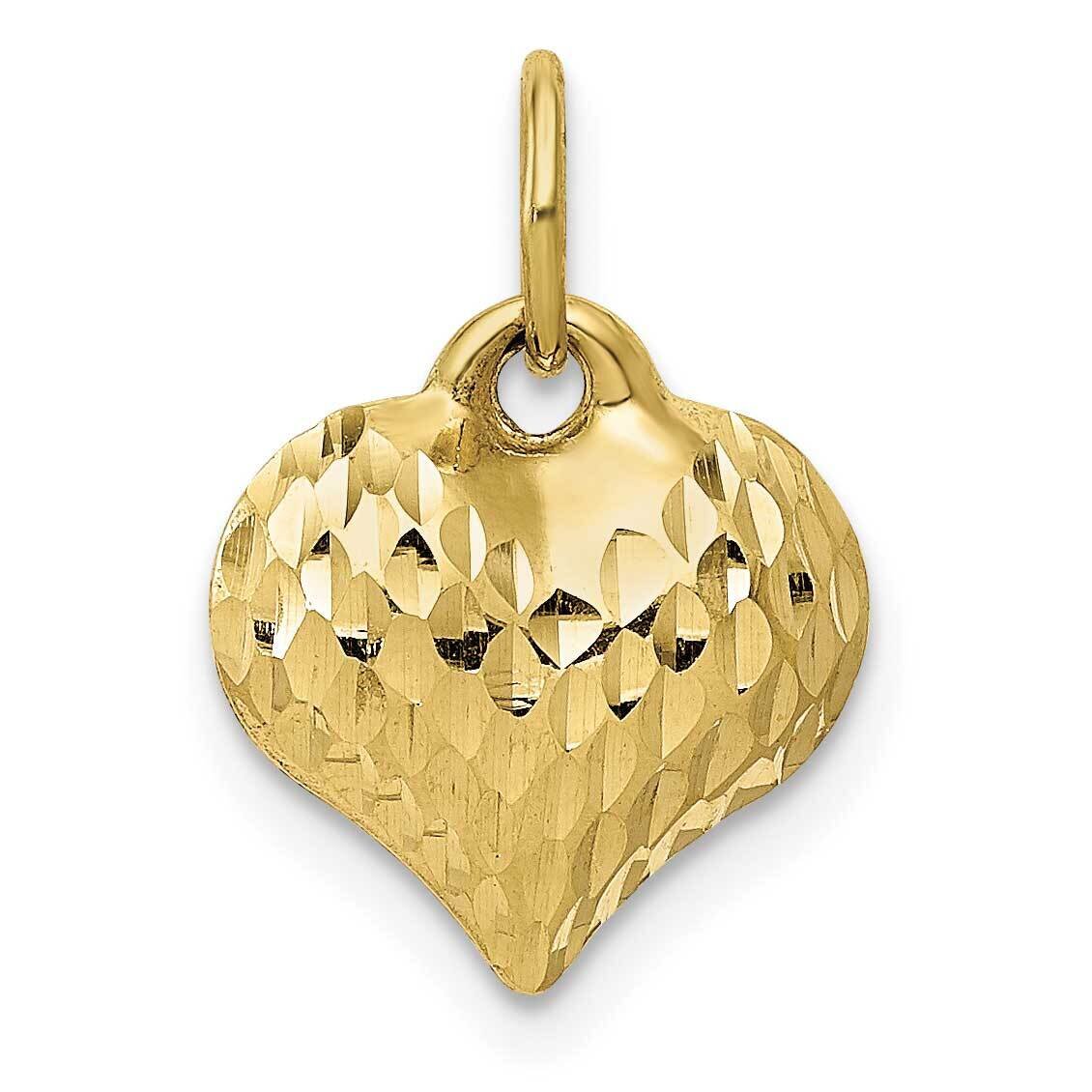 Textured 3-D Heart Pendant 10k Gold Polished 10D2887