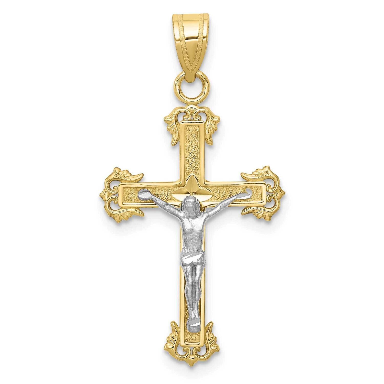 Two-Tone Diamond-Cut Crucifix Pendant 10k Gold 10D3636, MPN: 10D3636,