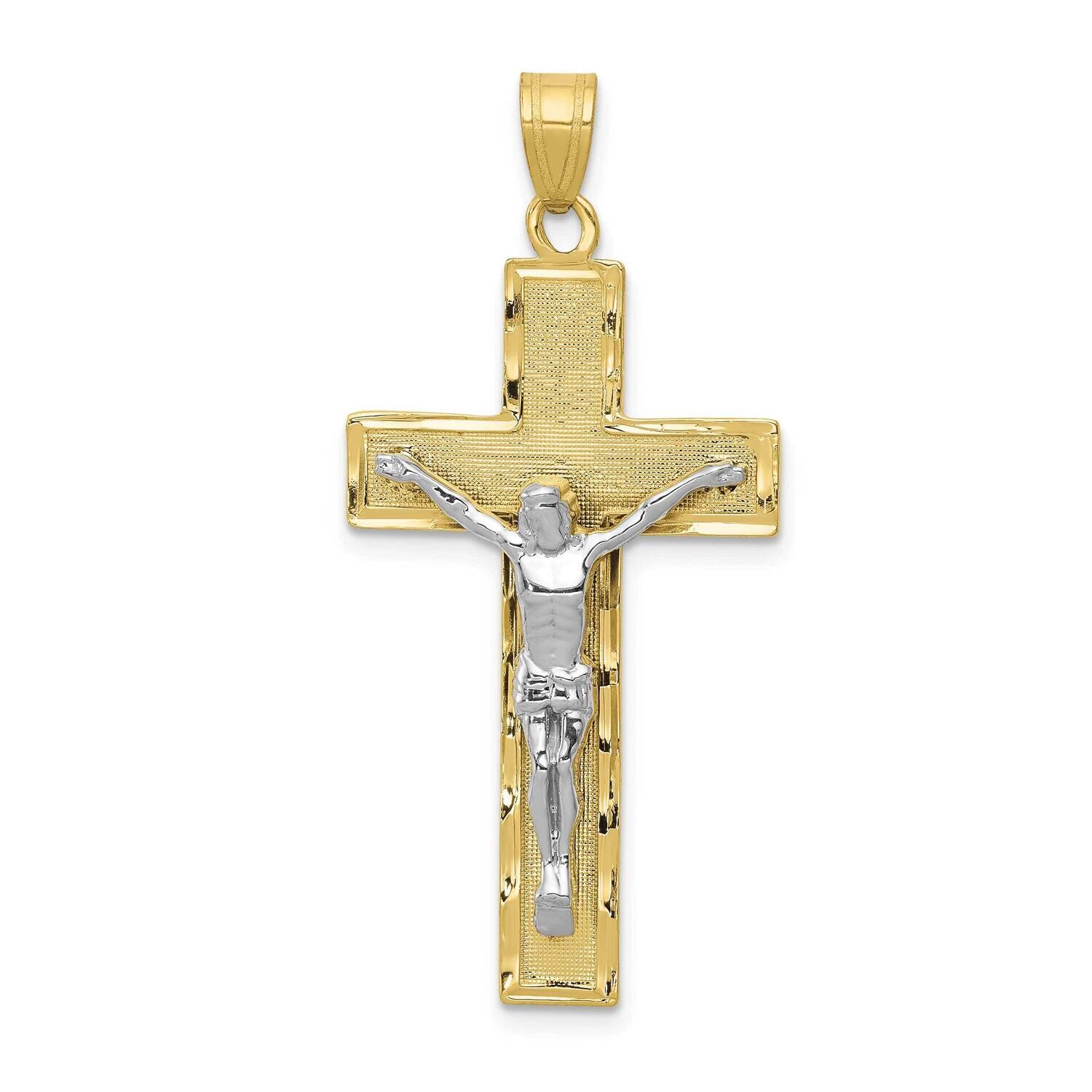 Two-Tone Diamond-Cut Crucifix Pendant 10k Gold 10D3687