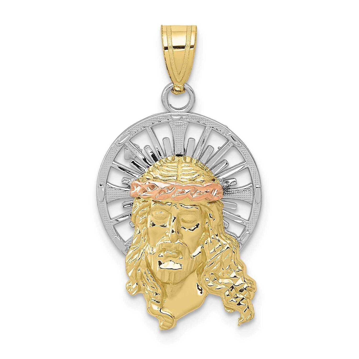 Tri-Color Diamond-Cut Christ Charm 10k Gold 10D3702, MPN: 10D3702,