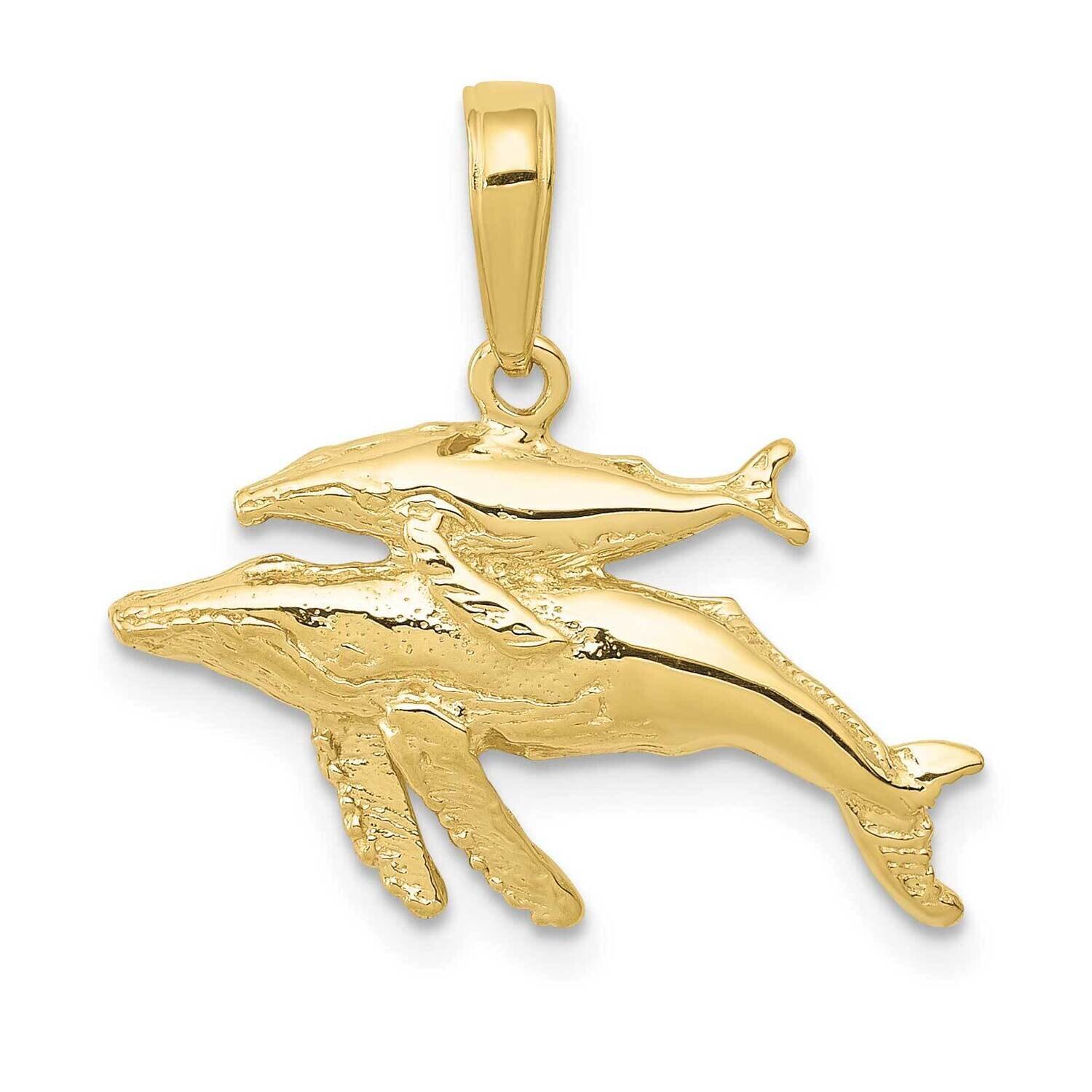 Mother and Baby Humpback Whale Pendant 10k Gold 10D4130