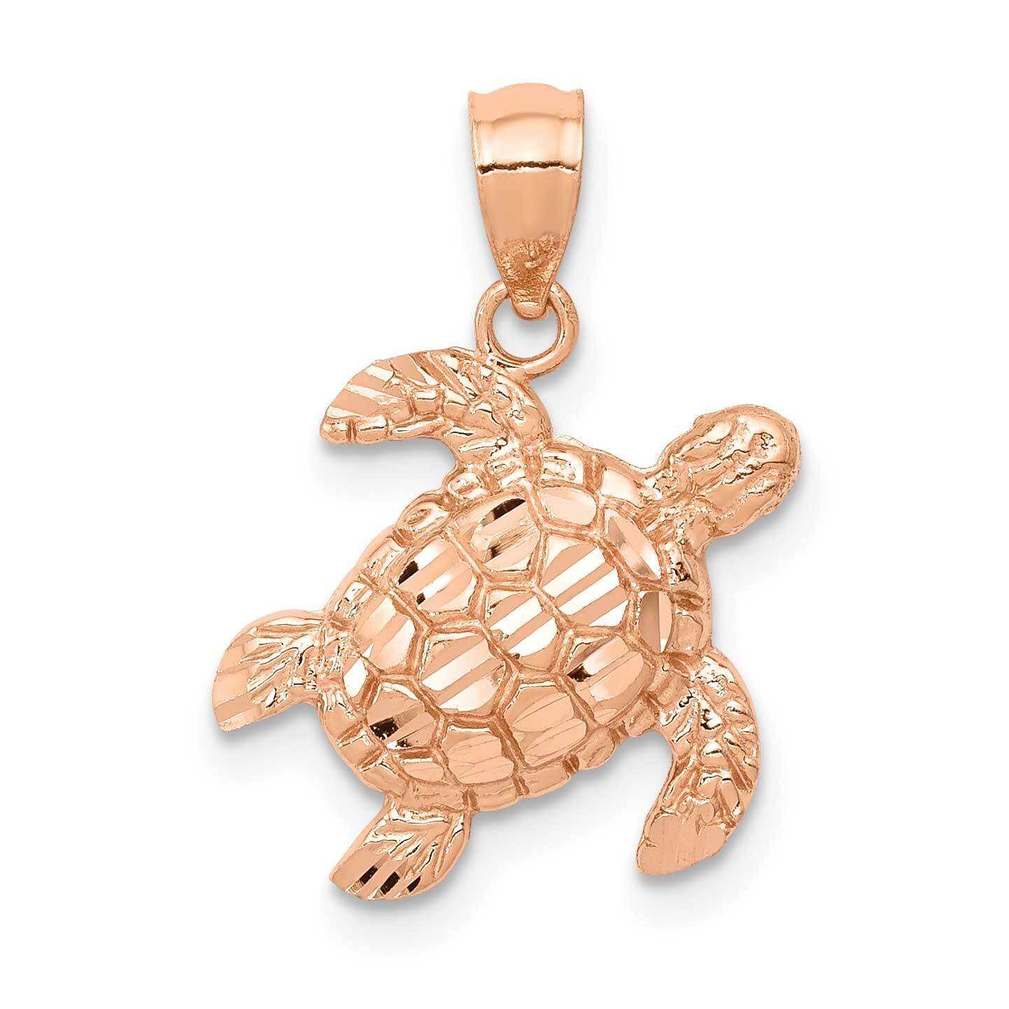 Diamond Cut Turtle Pendant 10k Rose Gold 10D4387, MPN: 10D4387,