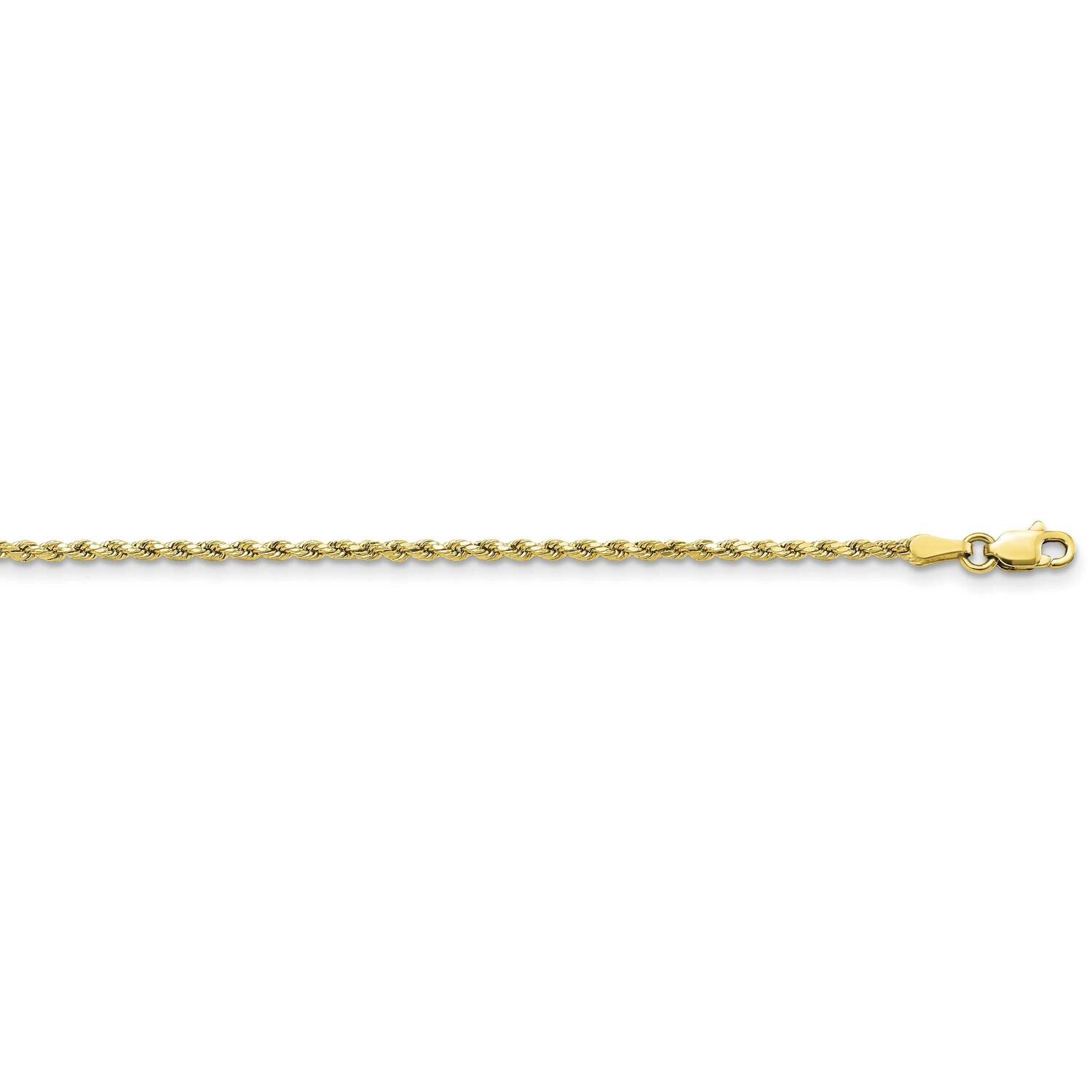 2mm Semi-Solid Diamond-Cut Rope Chain 8 Inch 10k Gold 10DH014-8