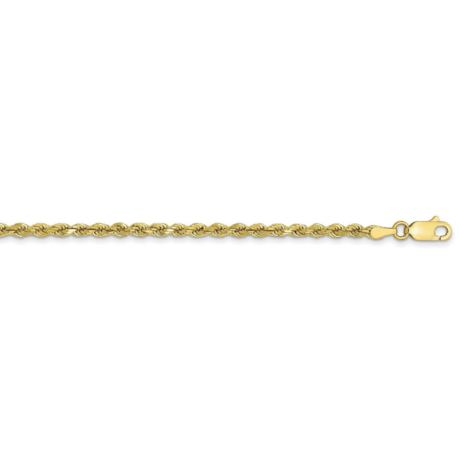 3mm Semi-Solid Diamond-Cut Rope Chain 16 Inch 10k Gold 10DH021-16