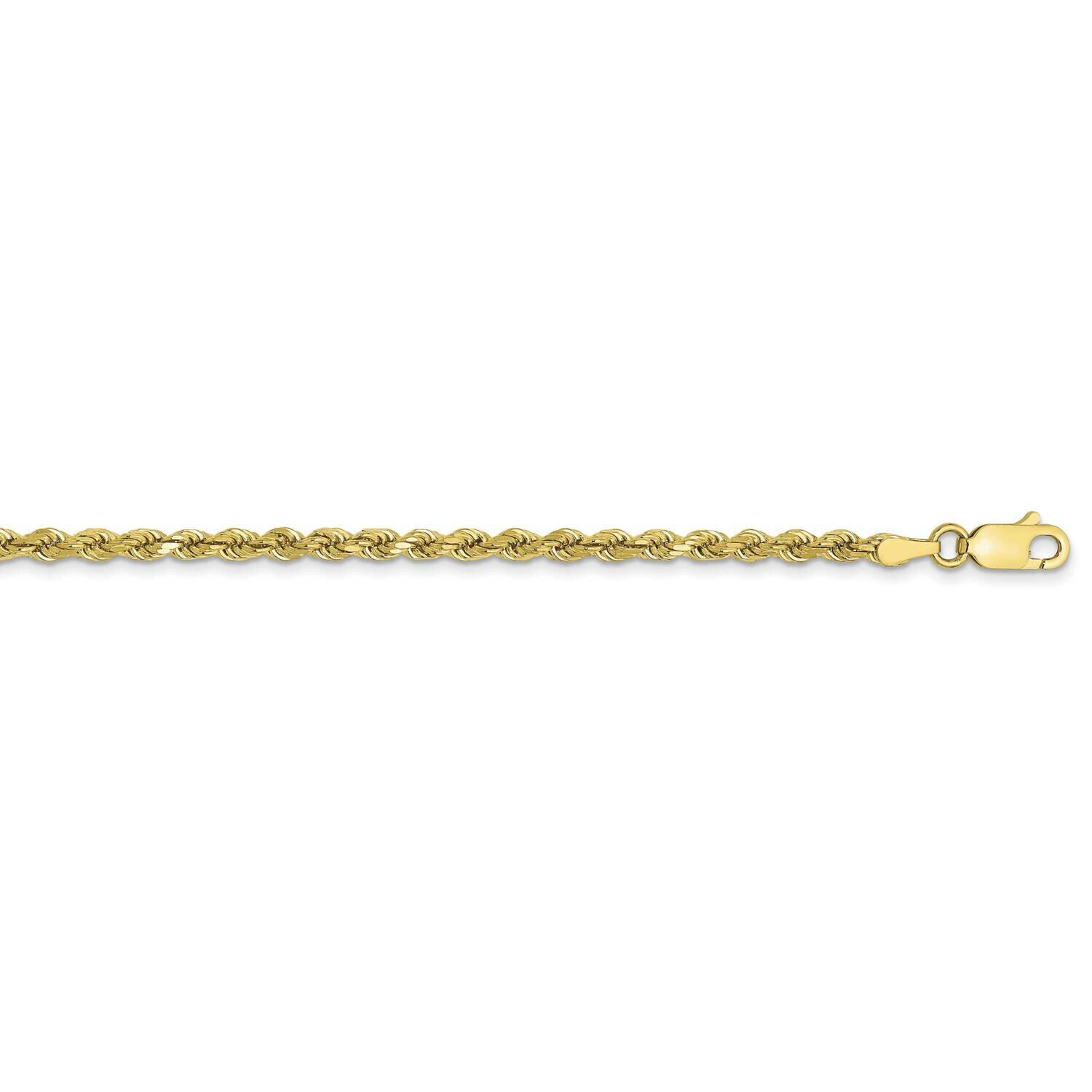 3mm Semi-Solid Diamond-Cut Rope Chain 20 Inch 10k Gold 10DH021-20, MPN: 10DH021-20, 191101728082