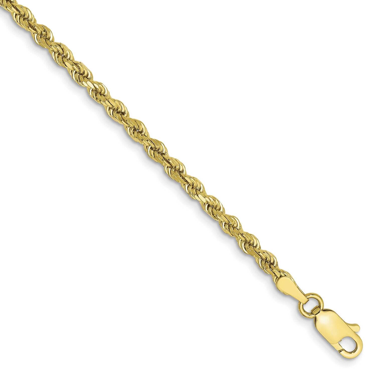 3mm Semi-Solid Diamond-Cut Rope Chain 7 Inch 10k Gold 10DH021-7, MPN: 10DH021-7, 191101567629