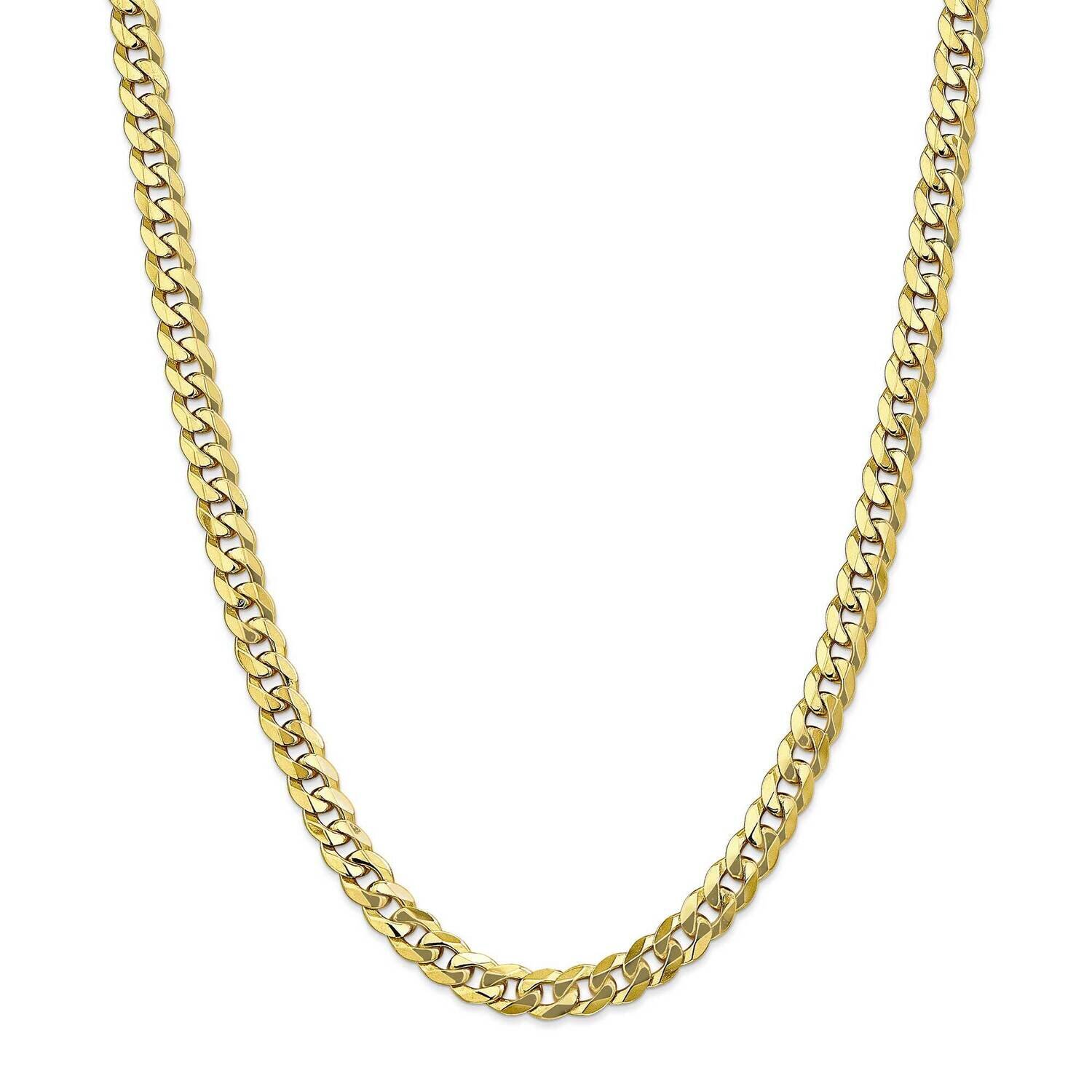 7.75mm Flat Beveled Curb Chain 26 Inch 10k Gold 10FBU200-26, MPN: 10FBU200-26, 191101727665