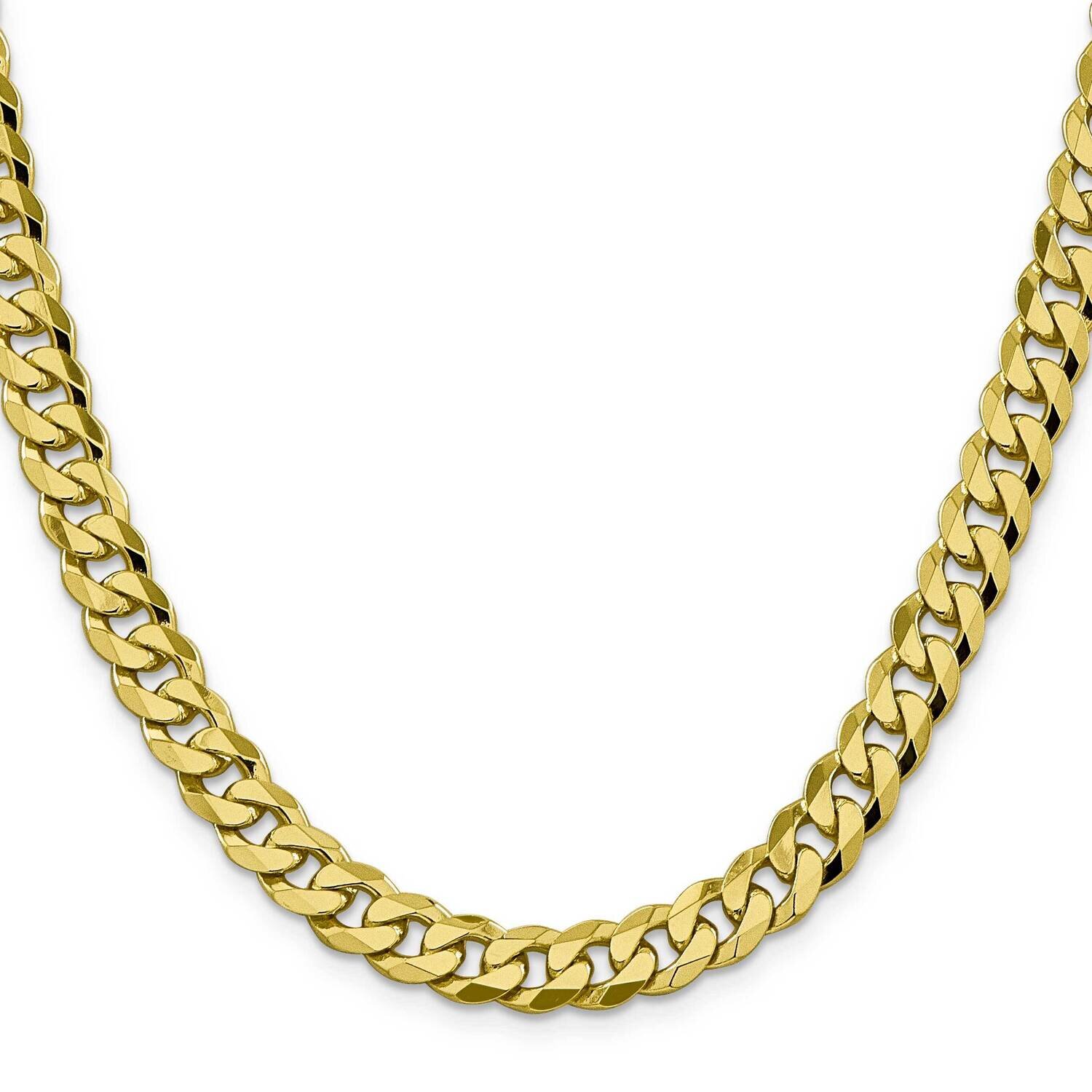8.25mm Flat Beveled Curb Chain 26 Inch 10k Gold 10FBU220-26, MPN: 10FBU220-26, 191101727641