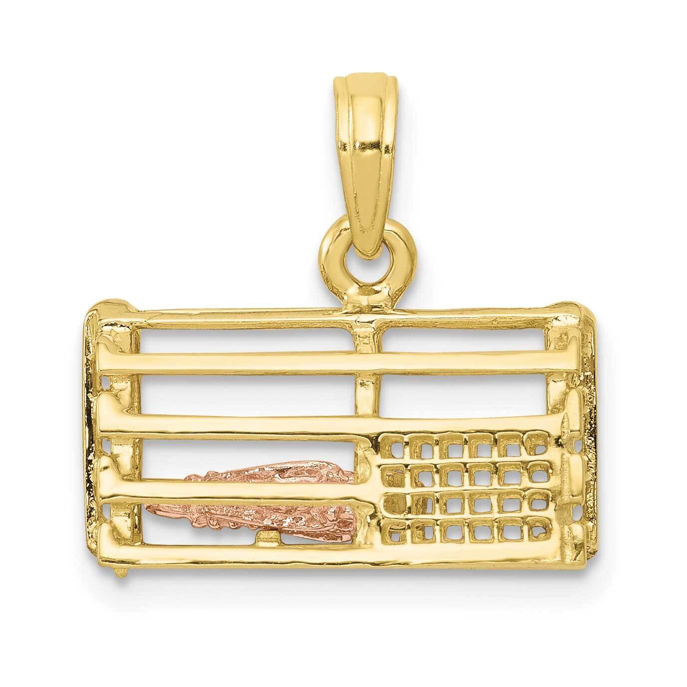 Two-Tone Polished 3-Dimensional Lobster Trap Pendant 10k Gold 10K1069, MPN: 10K1069,