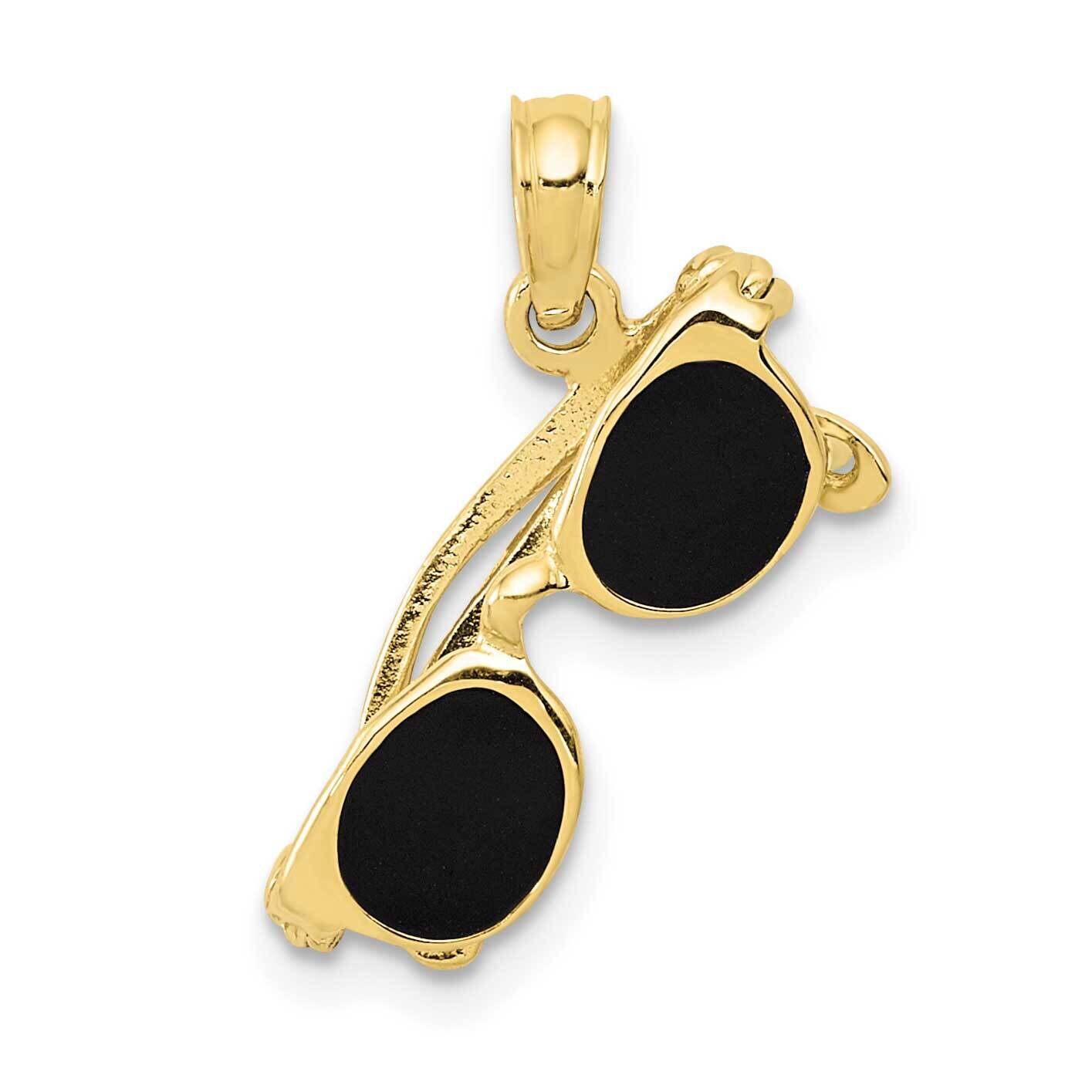 3-D Black Enameled Moveable Sunglasses Pendant 10k Gold 10K1868