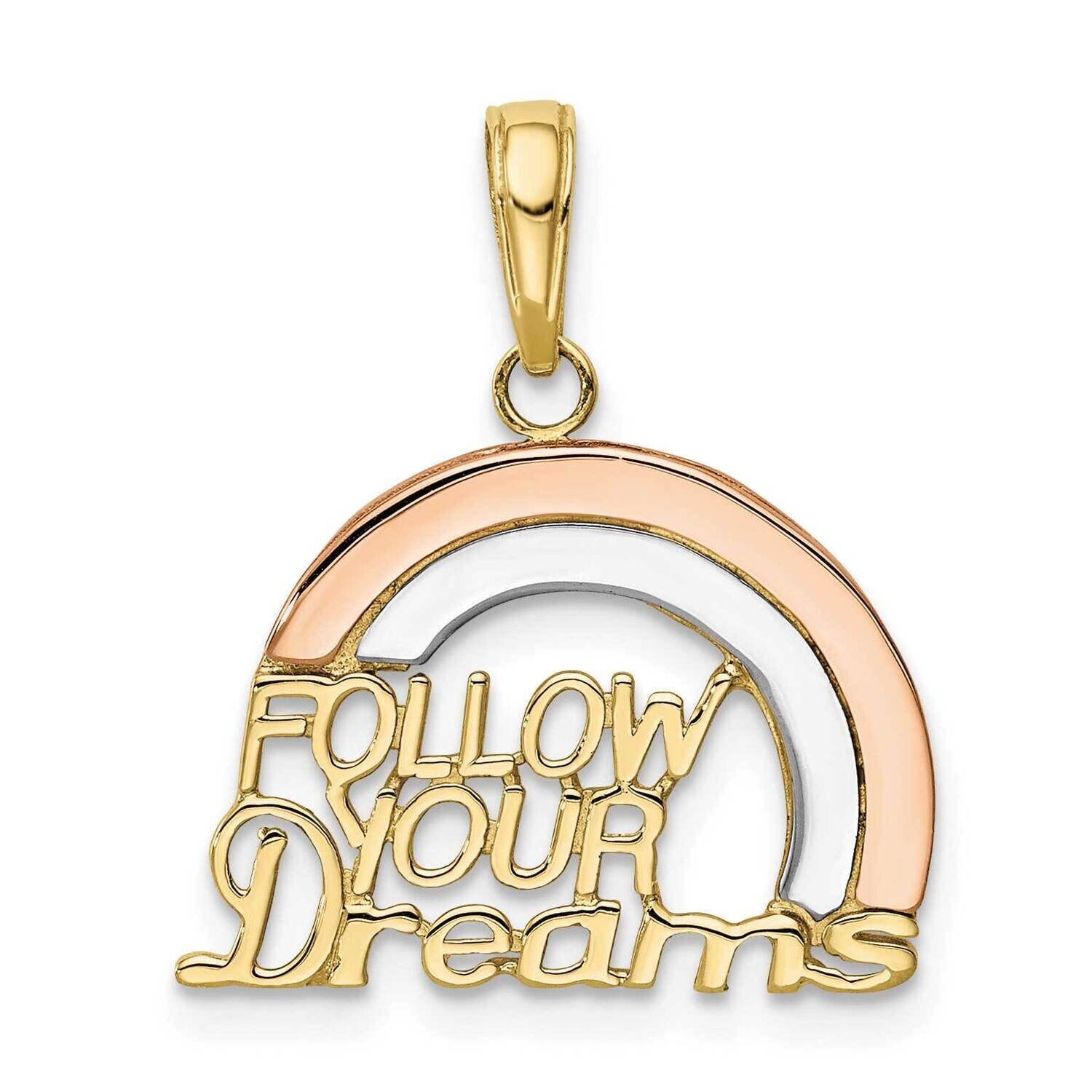 Y&amp;Rose Gold with Rhodium Follow Your Dreams Rainbow Pendant 10k Gold 10K2351, MPN: 10K2351,