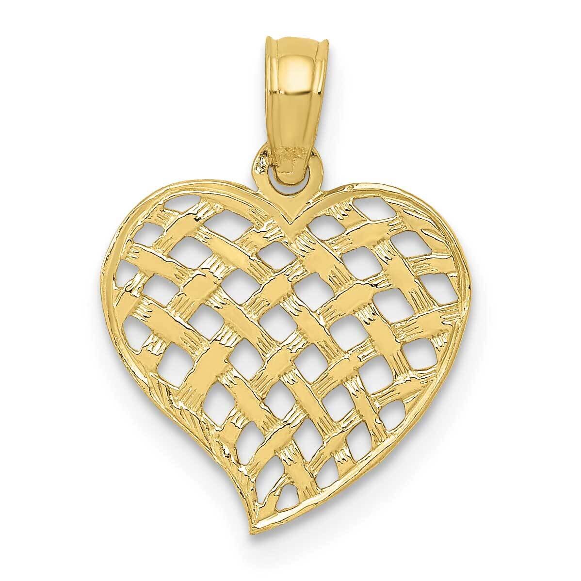 Basket Weave Pattern Heart Pendant 10k Gold Polished 10K2521