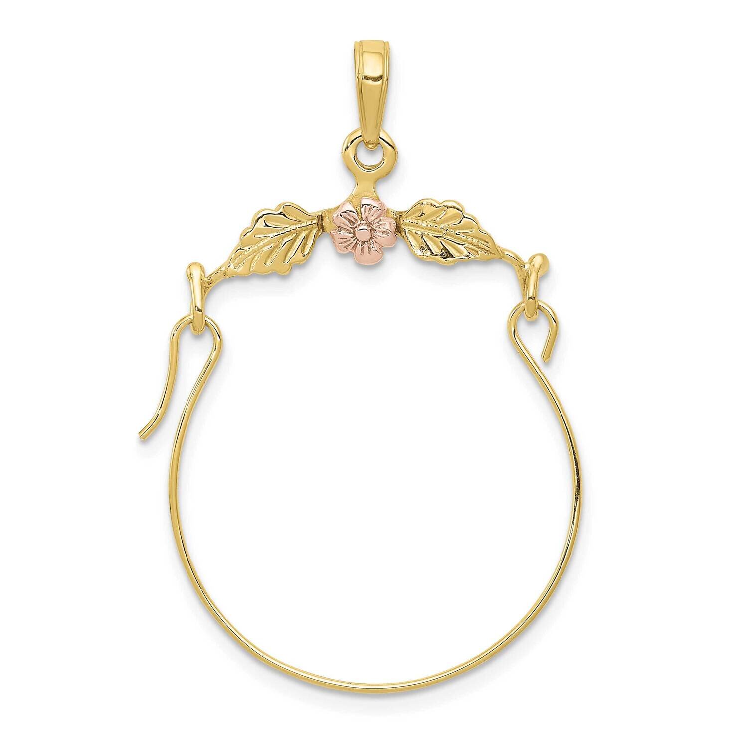 Two-Tone Leaves with Flower Charm Holder 10k Gold 10K2575, MPN: 10K2575,
