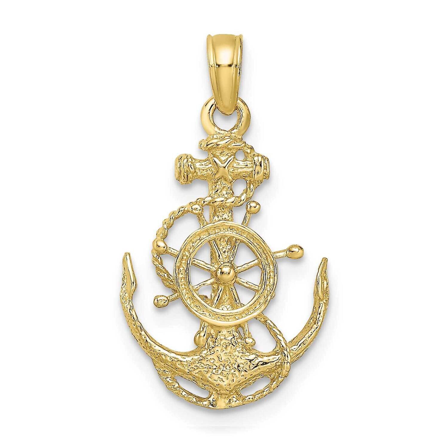 Small Anchor with Wheel Pendant 10k Gold 10K3078