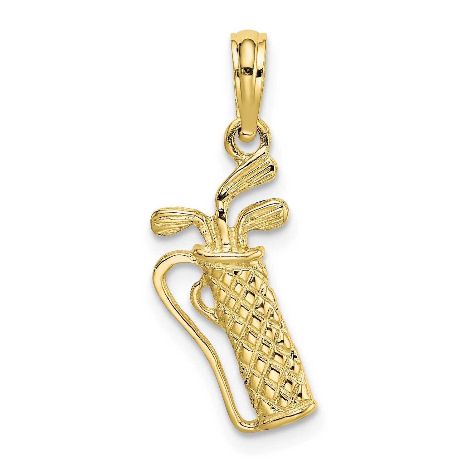 Golf Bag with Clubs Charm 10k Gold 10K3549