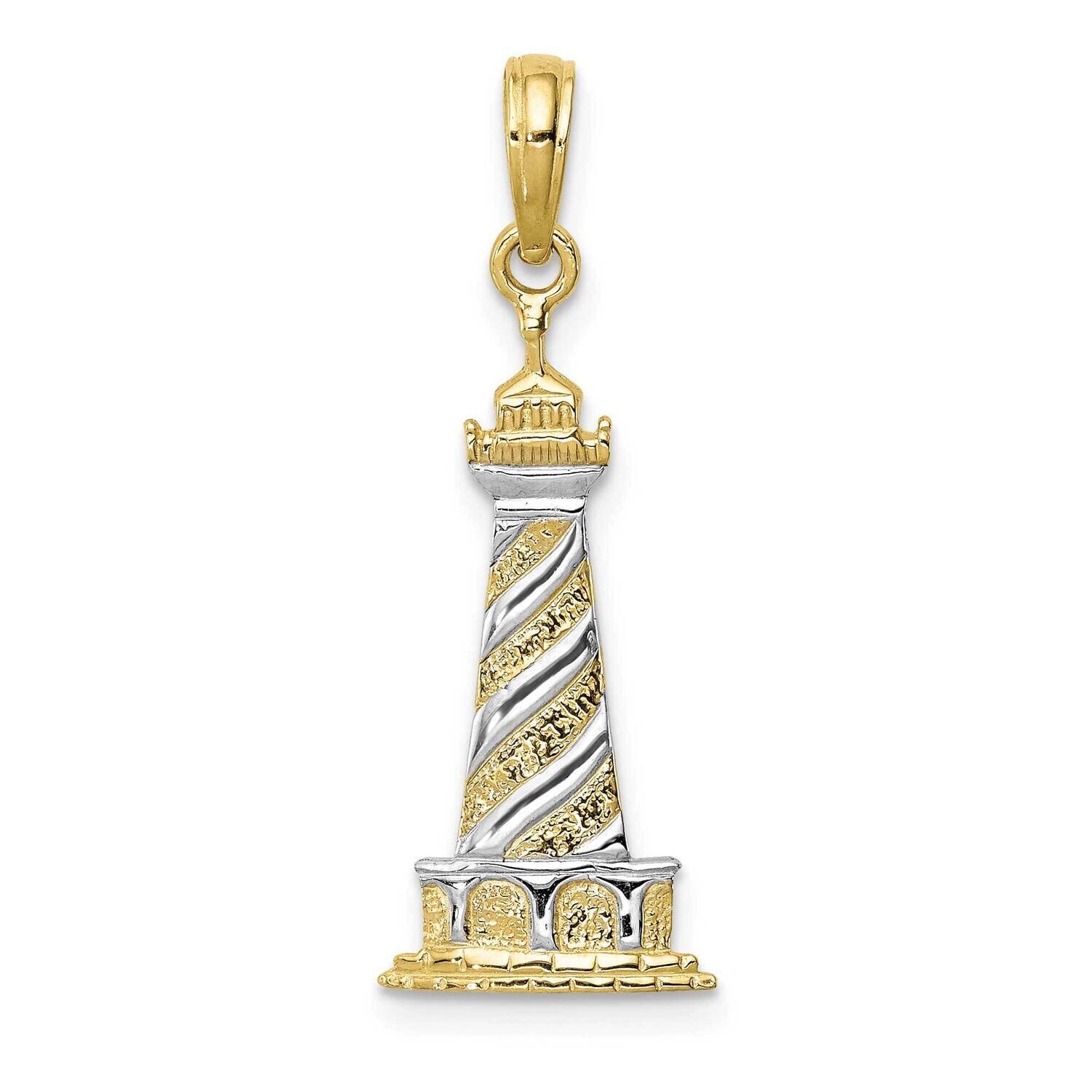 Rhodium Cape Hatteras Lighthouse Pendant 10k Gold 10K4147, MPN: 10K4147,