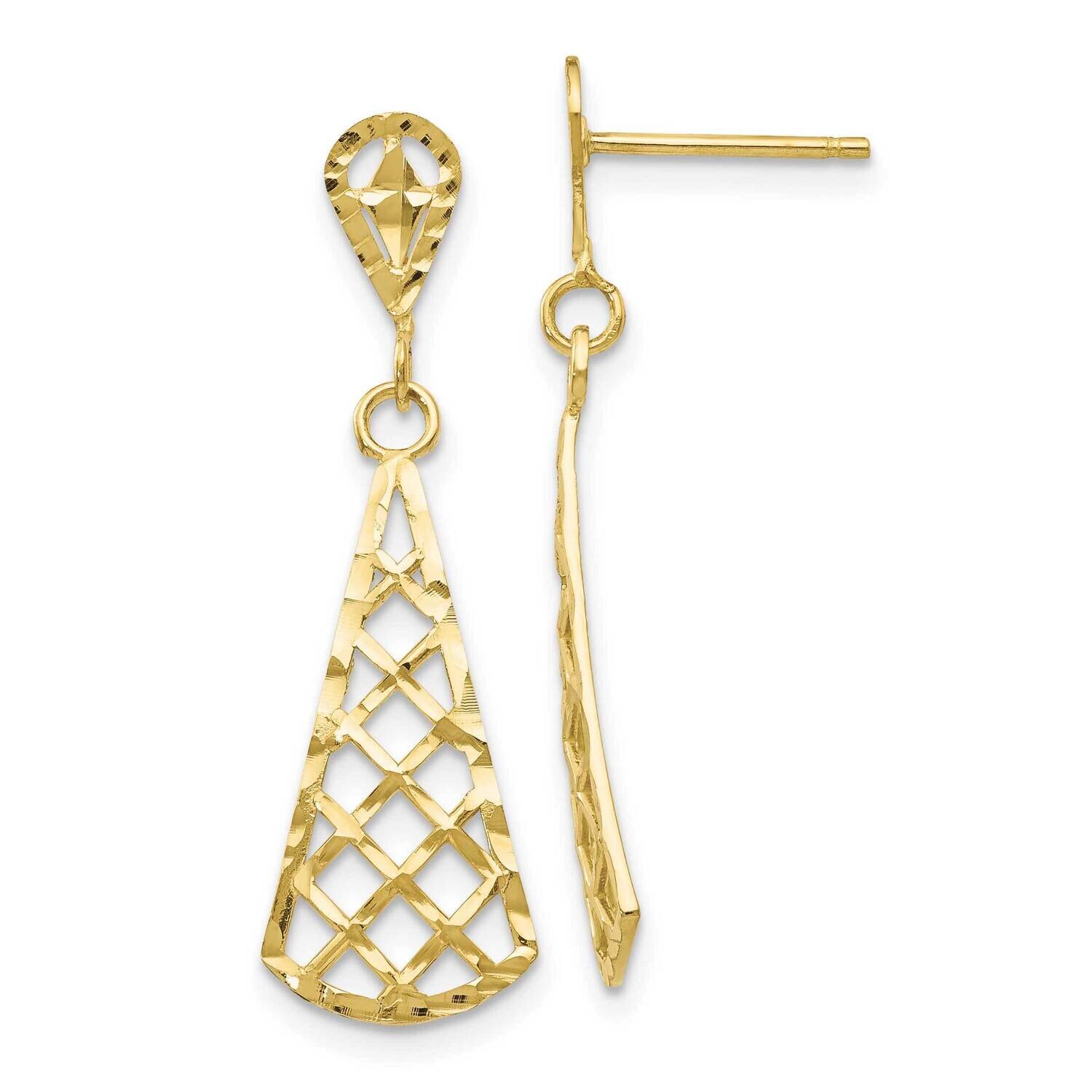 Diamond-Cut Inverted Fan Dangle Post Earring 10k Gold 10K4359, MPN: 10K4359, 191101566639