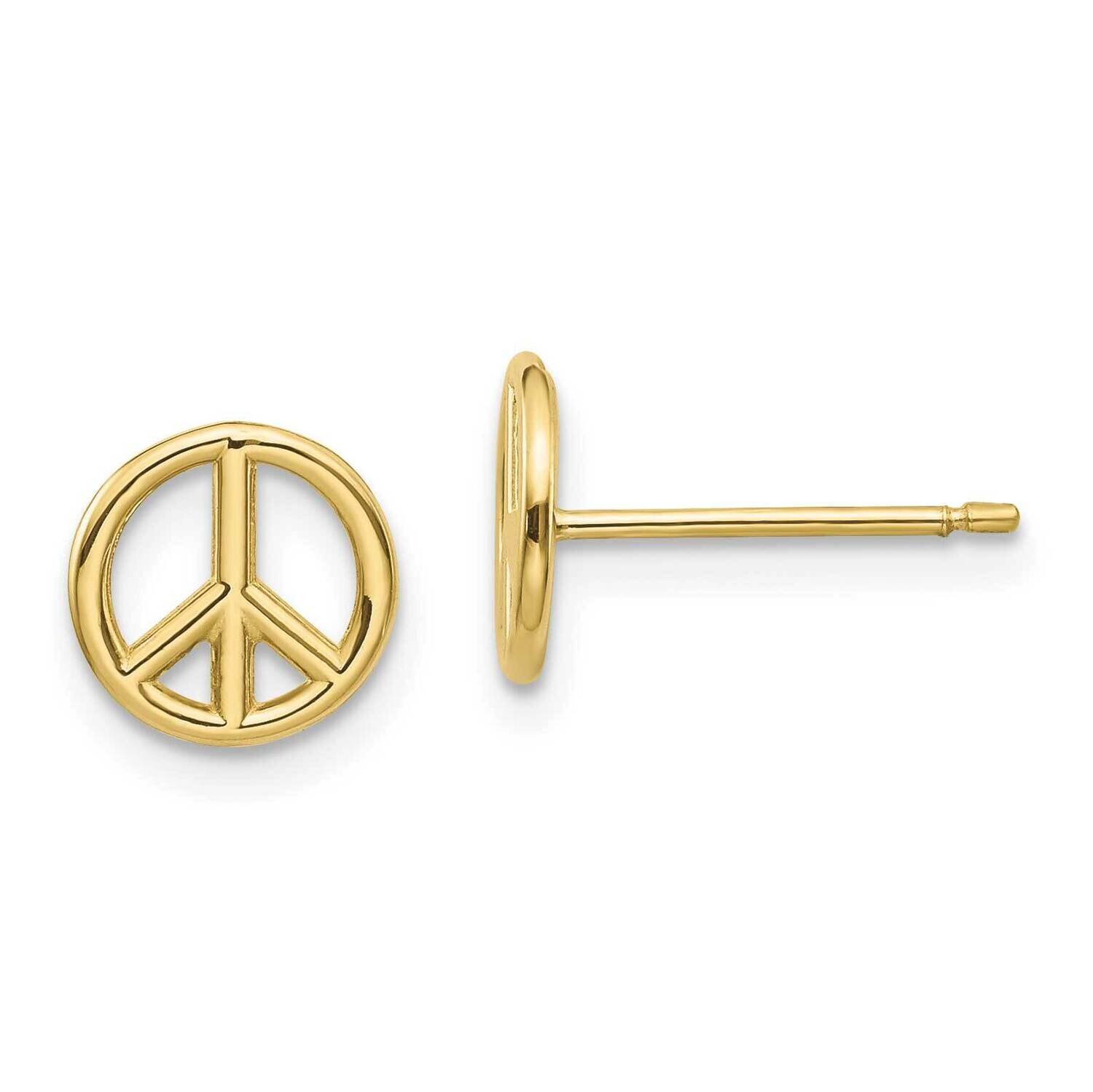 Peace Symbol Post Earrings 10k Gold Polished 10K4516, MPN: 10K4516, 191101566578