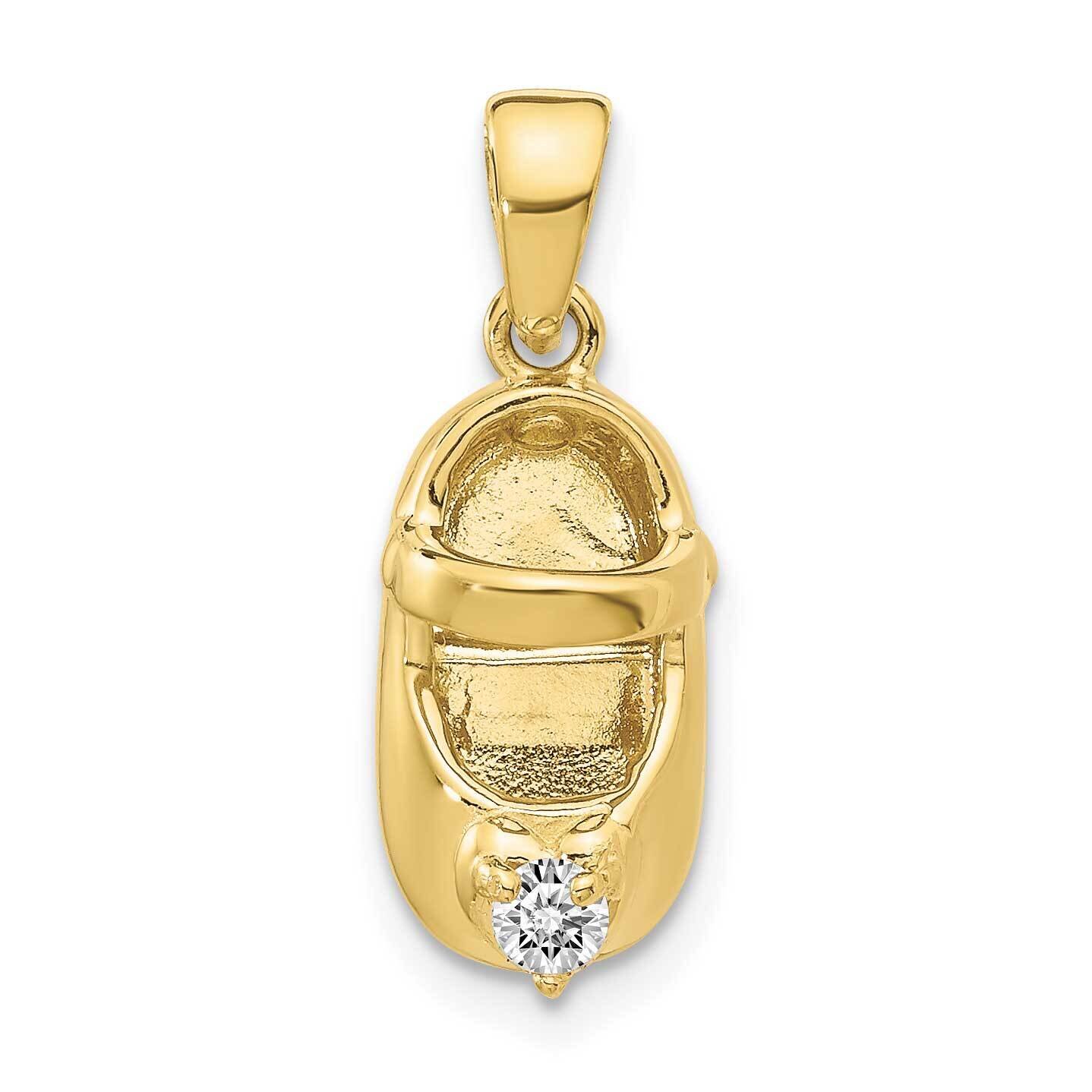 3-D April Synthetic Stone Engraveable Baby Shoe Charm 10k Gold 10K4652APR, MPN: 10K4652APR,