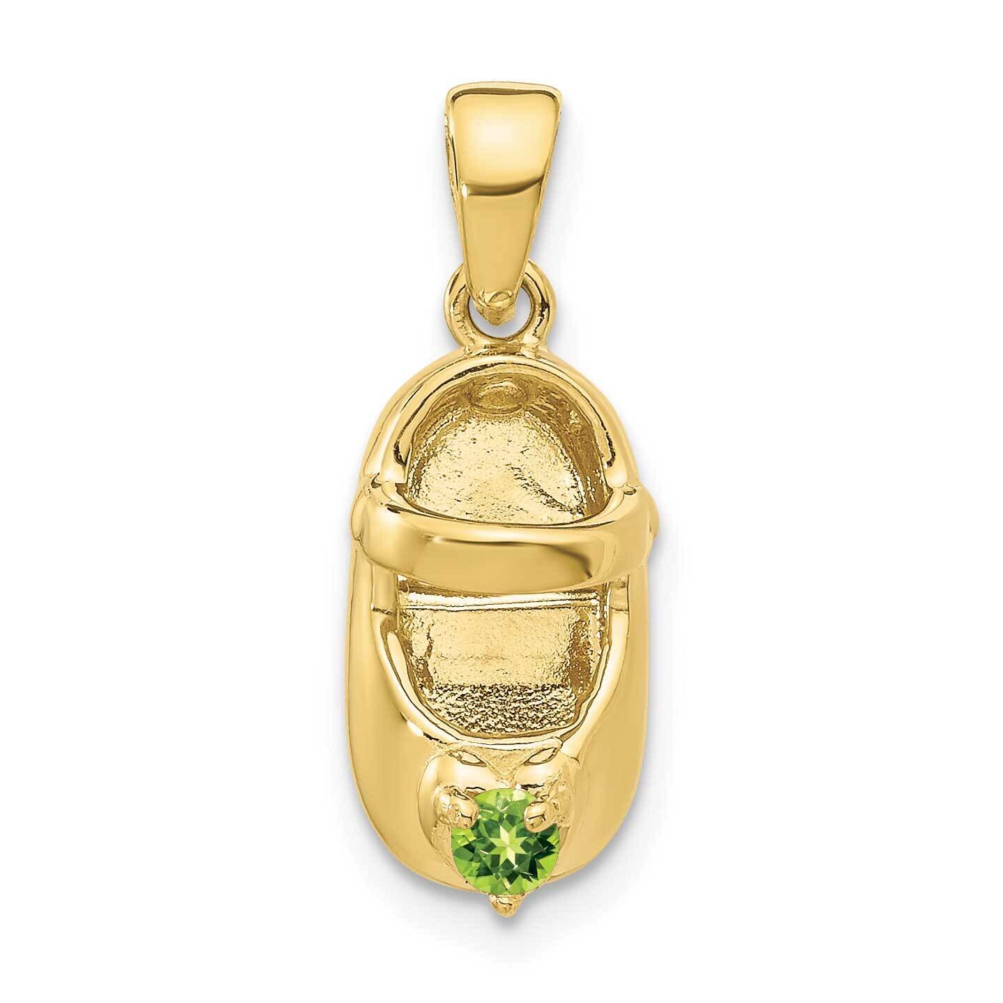3-D August Synthetic Stone Engraveable Baby Shoe Charm 10k Gold 10K4652AUG, MPN: 10K4652AUG,