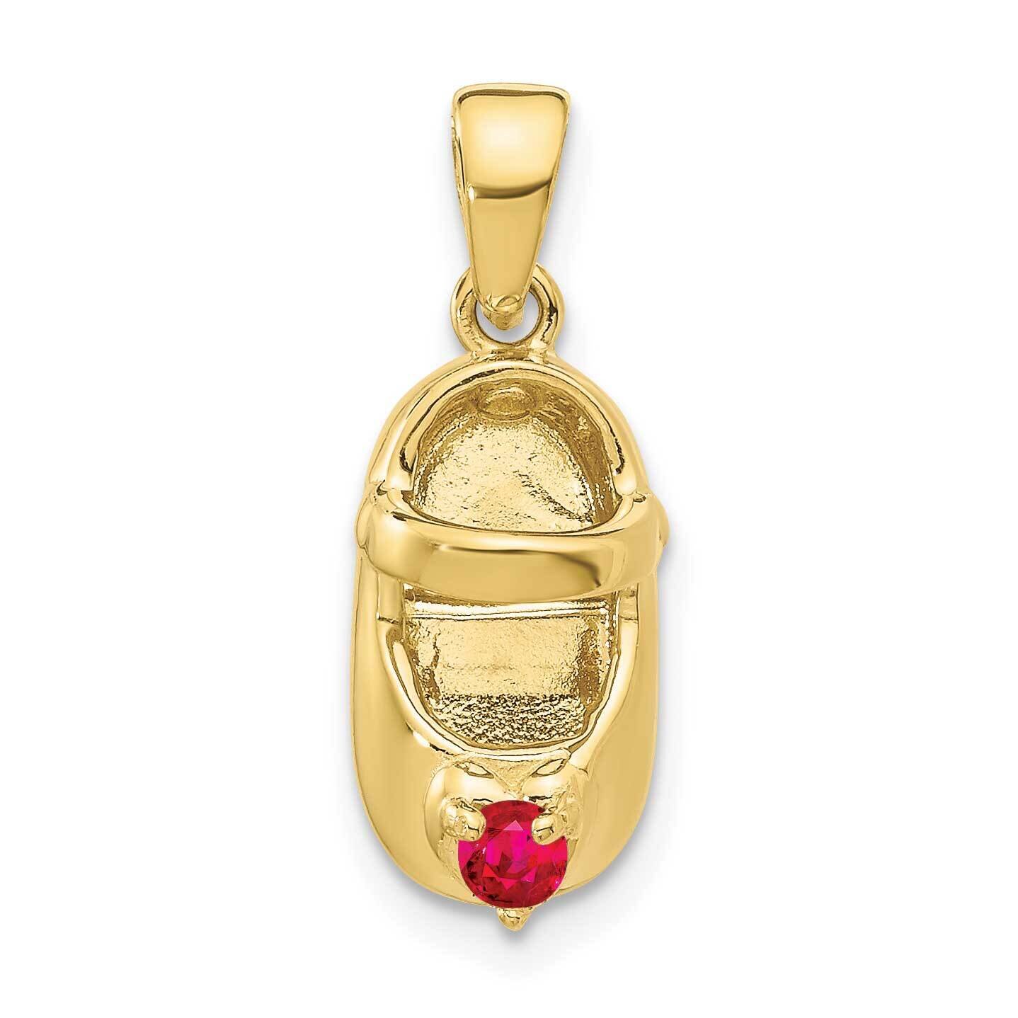 3-D July Synthetic Stone Engraveable Baby Shoe Charm 10k Gold 10K4652JUL, MPN: 10K4652JUL,