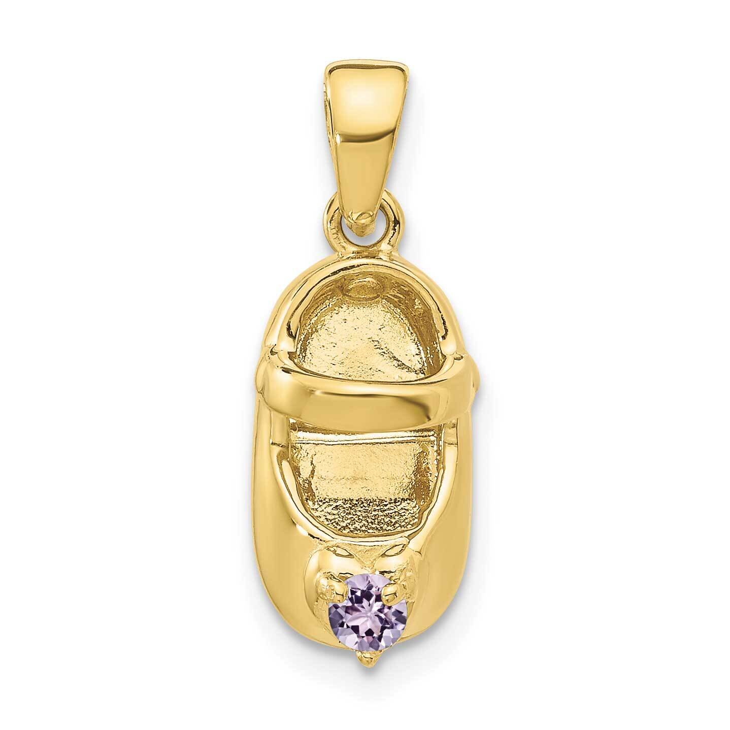 3-D June Synthetic Stone Engraveable Baby Shoe Charm 10k Gold 10K4652JUN, MPN: 10K4652JUN,