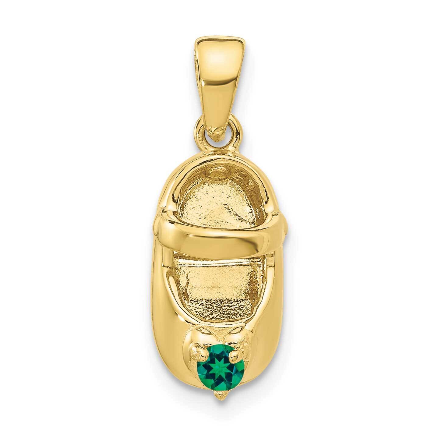 3-D May Synthetic Stone Engraveable Baby Shoe Charm 10k Gold 10K4652MAY, MPN: 10K4652MAY,