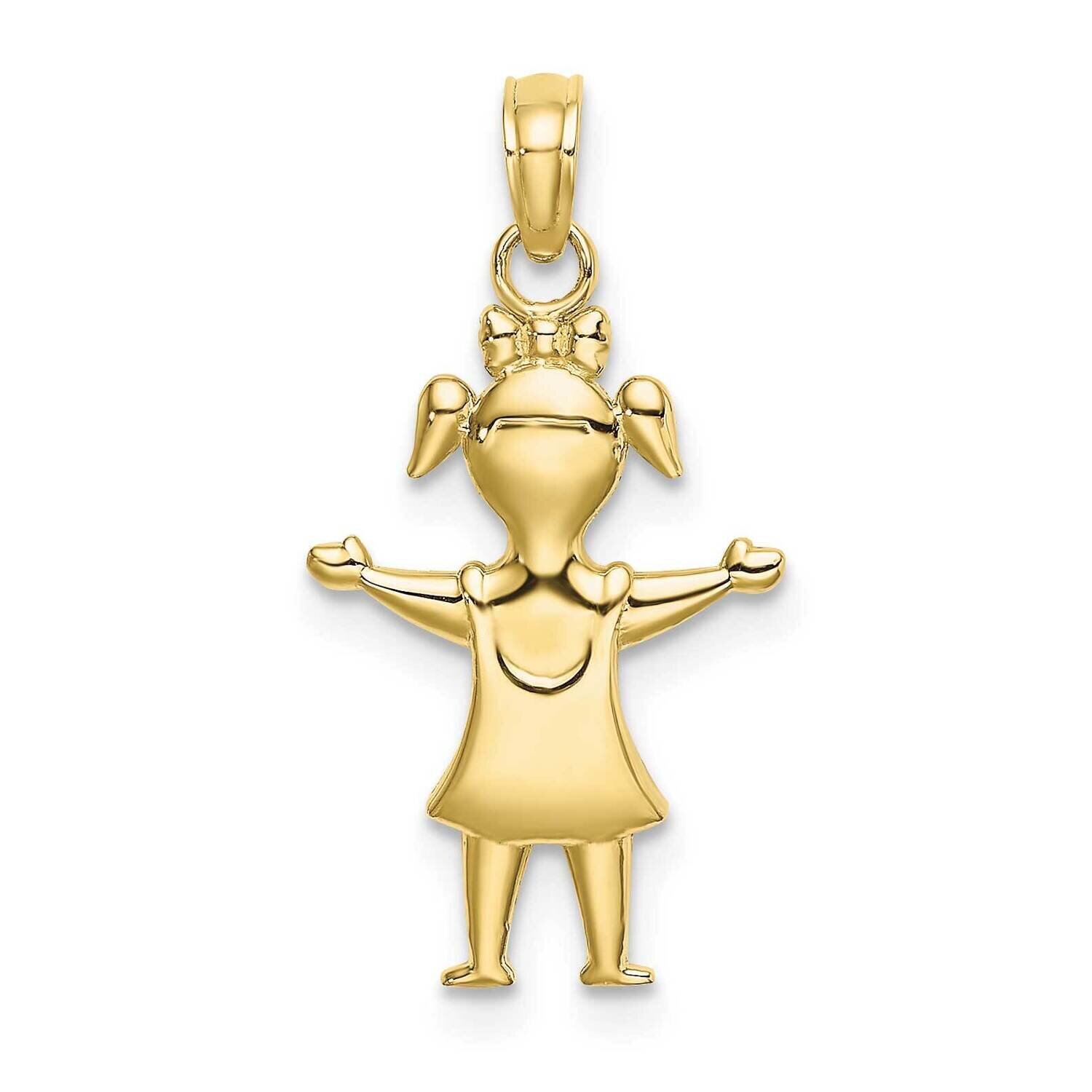 Solid Polished Girl with Pig-Tails Charm 10k Gold 10K4747, MPN: 10K4747,