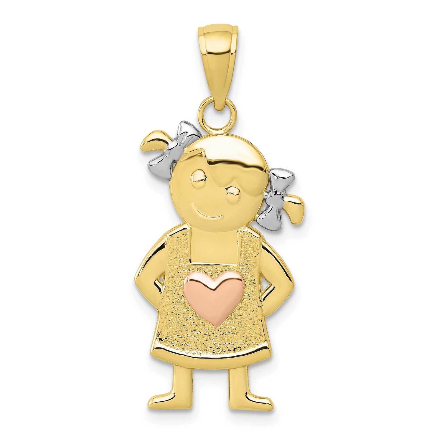 Yellow &amp; Rose Gold with Rhodium Girl Pendant 10k Gold 10K4756, MPN: 10K4756,