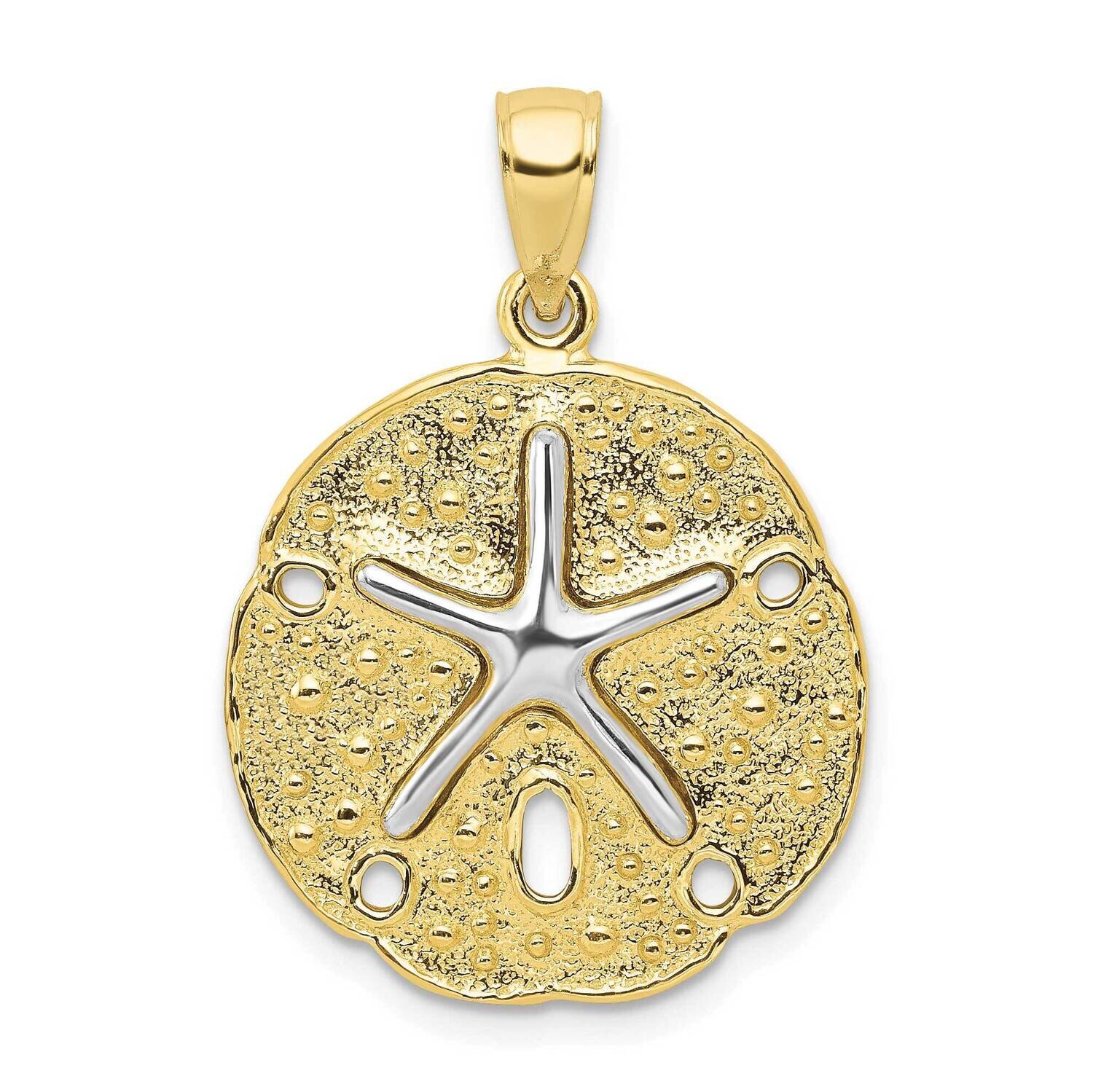 Two Tone Sand Dollar with Starfish Pendant 10k Gold 10K4894, MPN: 10K4894,