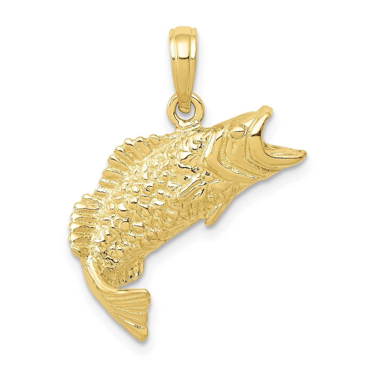 Textured Bass Fish Pendant 10k Gold Polished 10K5362, MPN: 10K5362,