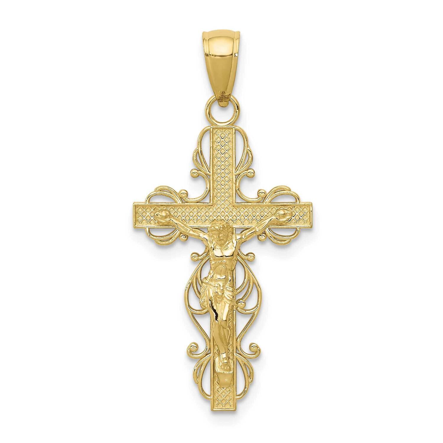 Crucifix with Lace Trim Pendant 10k Gold Polished 10K5567
