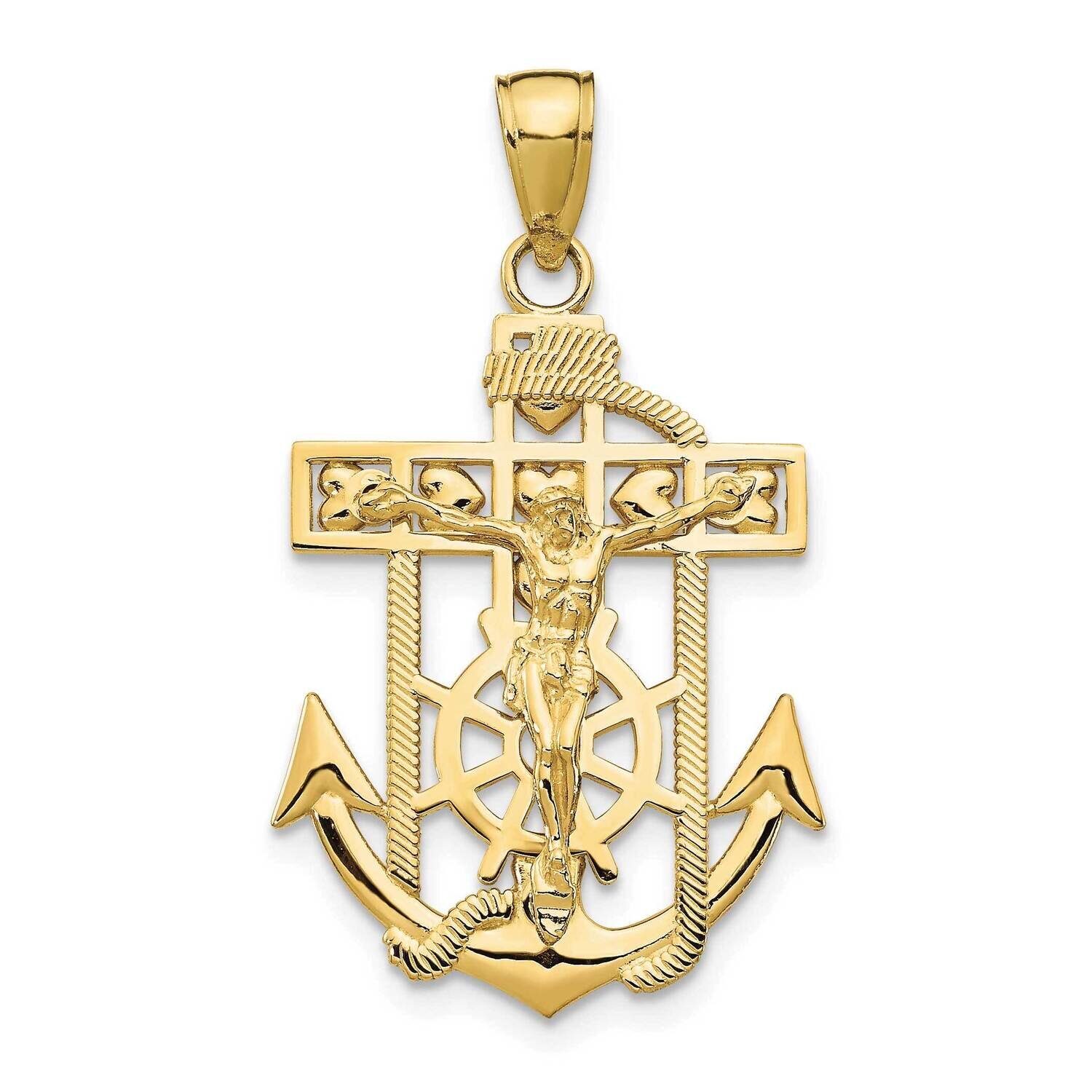 Textured Mini Mariners Crucifix Pendant 10k Gold Polished 10K5581, MPN: 10K5581,