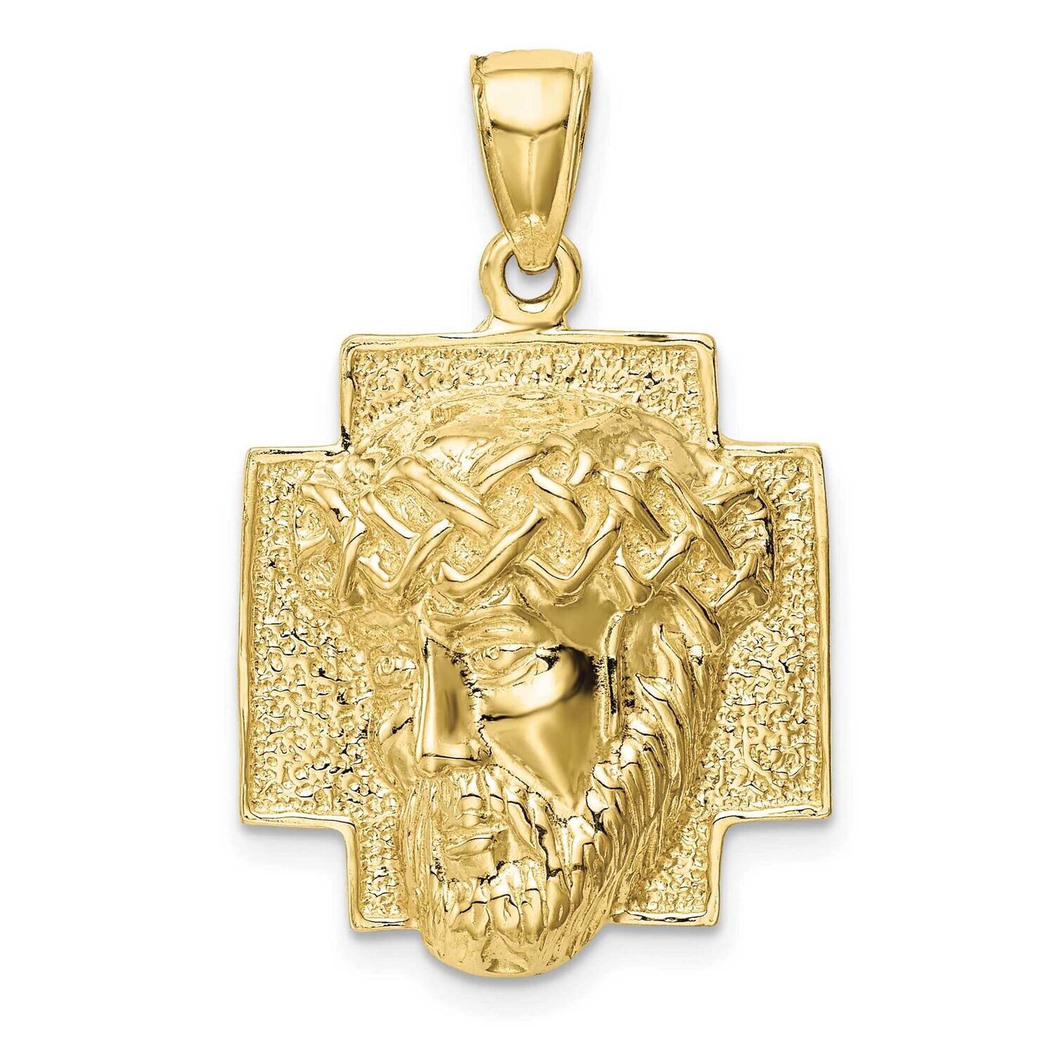 2-D Large Jesus Head with Crown Pendant 10k Gold Polished 10K5584