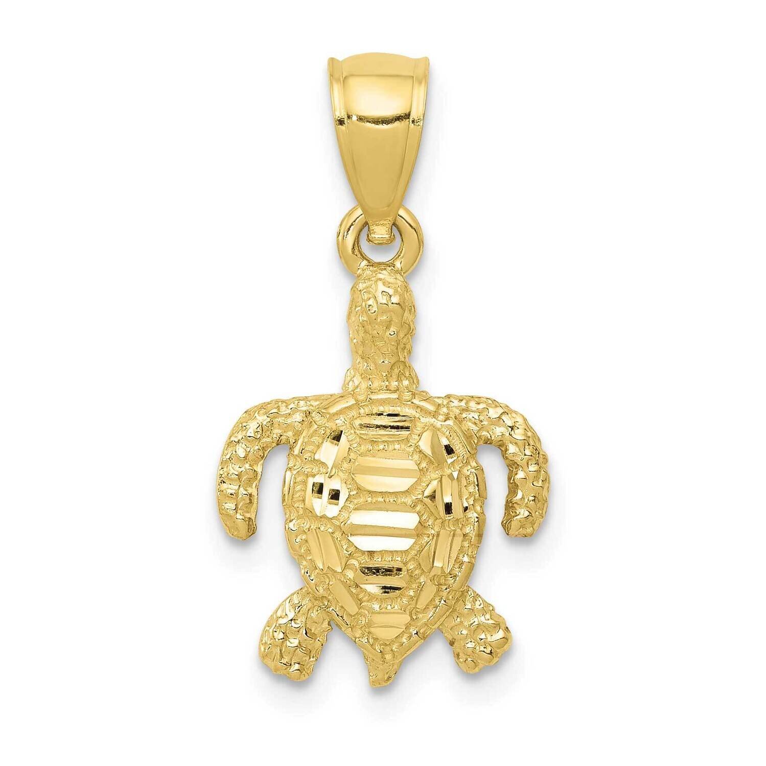 Textured Diamond-Cut Sea Turtle Pendant 10k Gold Polished 10K6032, MPN: 10K6032,
