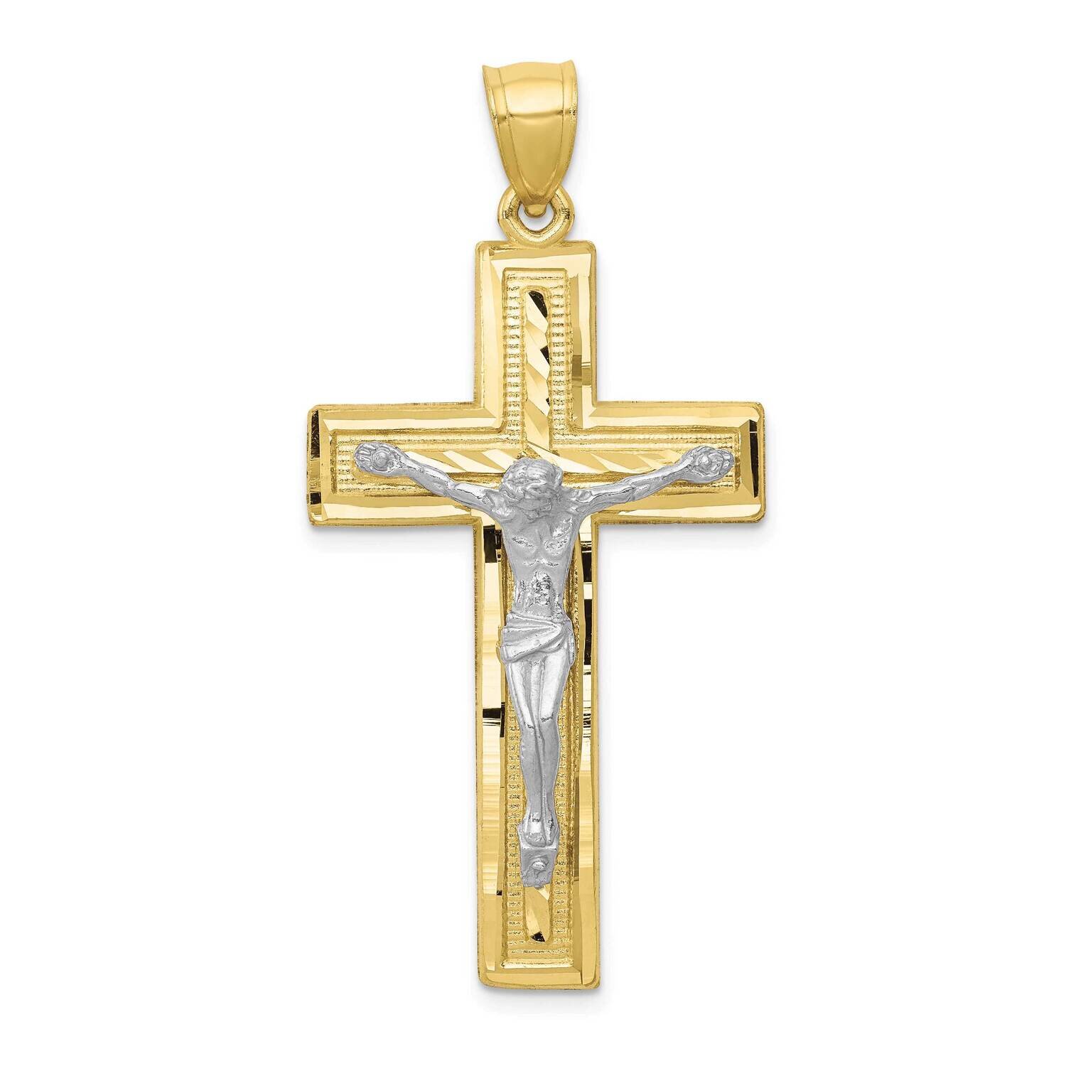 Two-Tone Diamond-Cut Latin Crucifix Pendant 10k Gold 10K6314