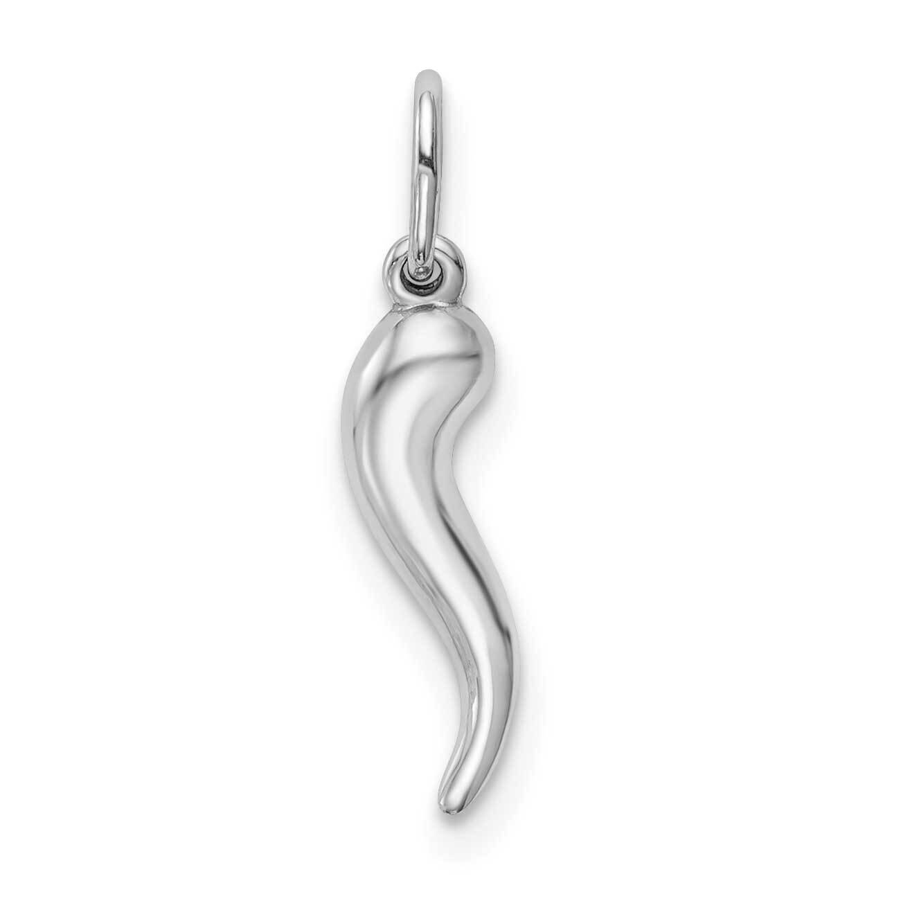 Hollow Italian Horn Pendant 10k White Gold 10K6387, MPN: 10K6387,