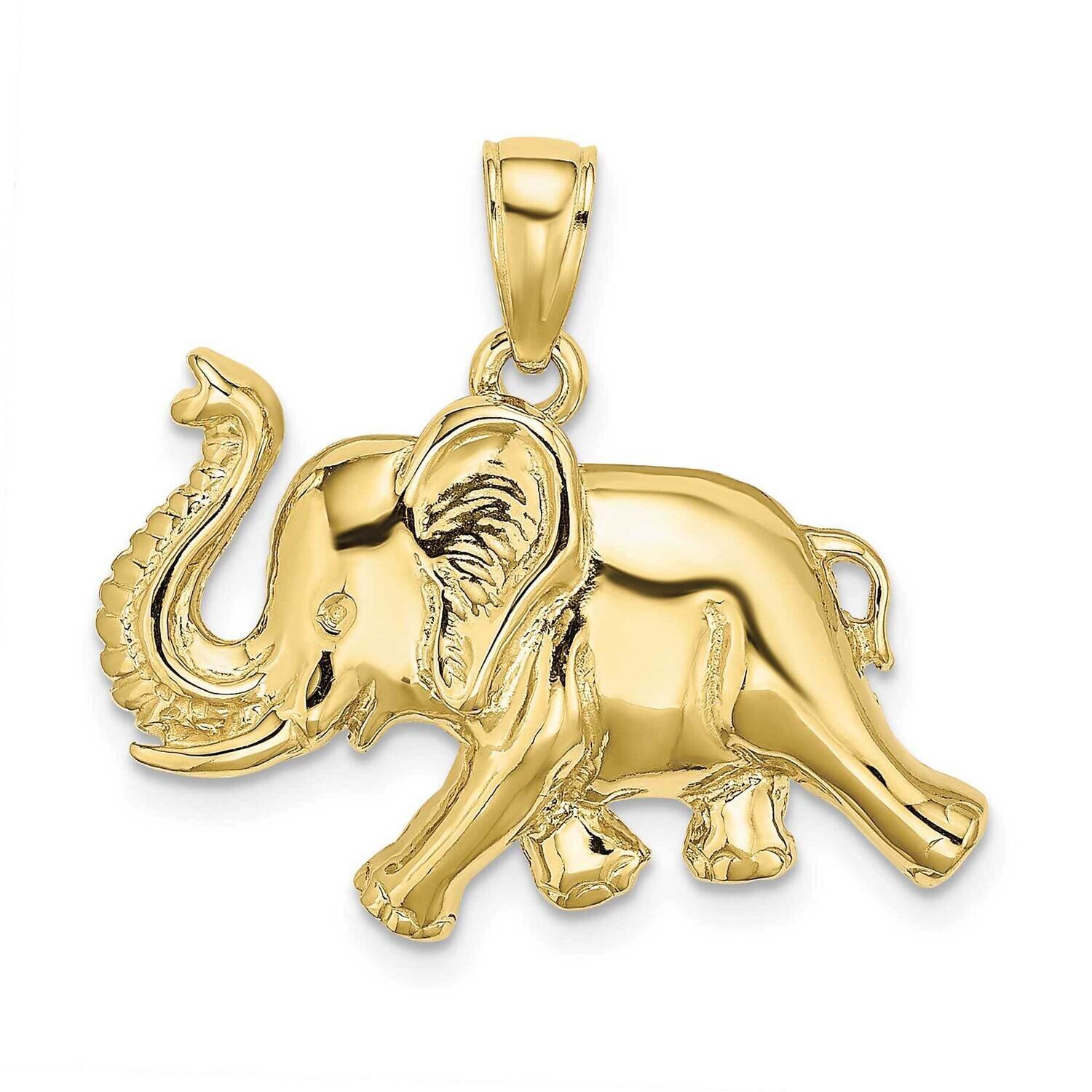 2-D Elephant Running with Raised Trunk Charm 10k Gold 10K6458, MPN: 10K6458, 191101009846