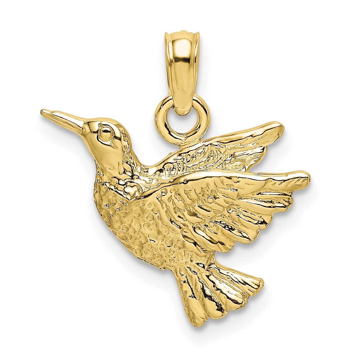 Engraved Hummingbird Charm 10k Gold 10K6466