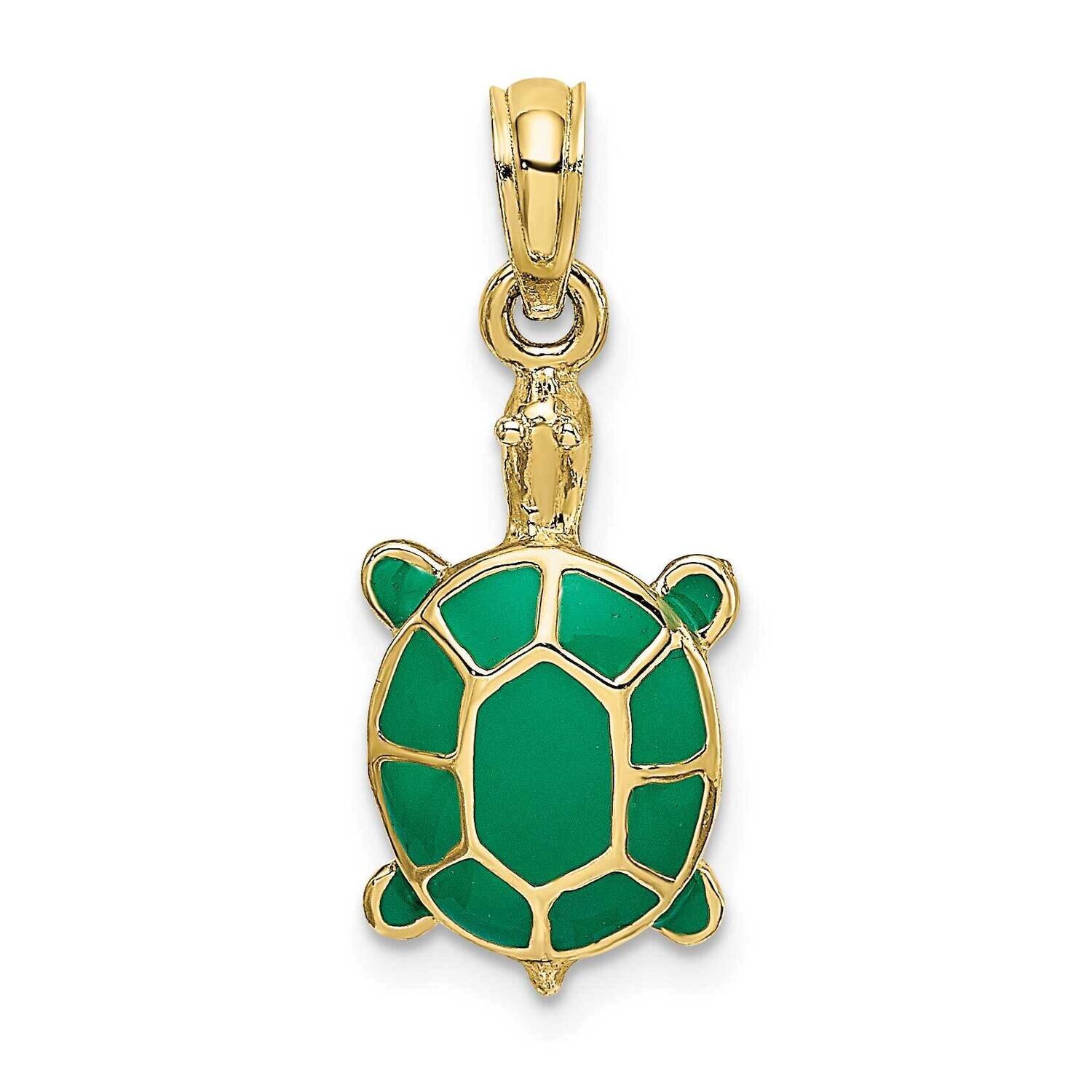 Green Enamel Tortoise Charm 10k Gold 10K6688, MPN: 10K6688,