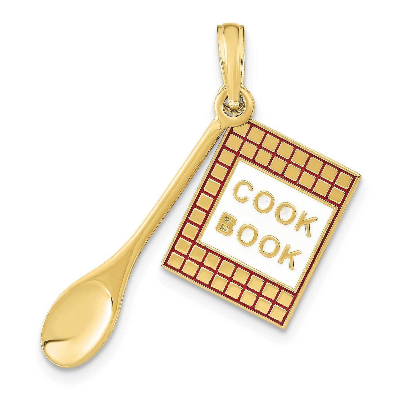 Enamel 3-D Cook Book and Spoon Charm 10k Gold 10K7027