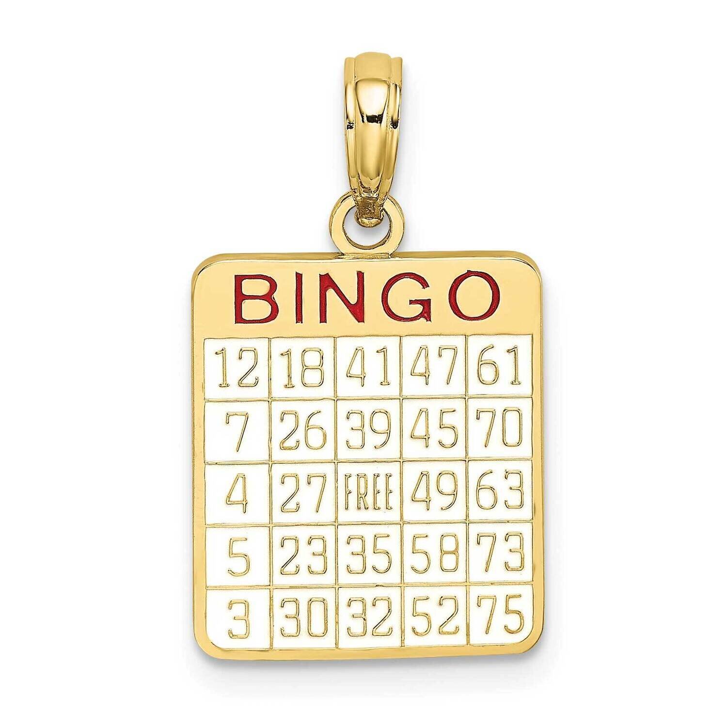 Enamel Bingo Card Charm 10k Gold 10K7058